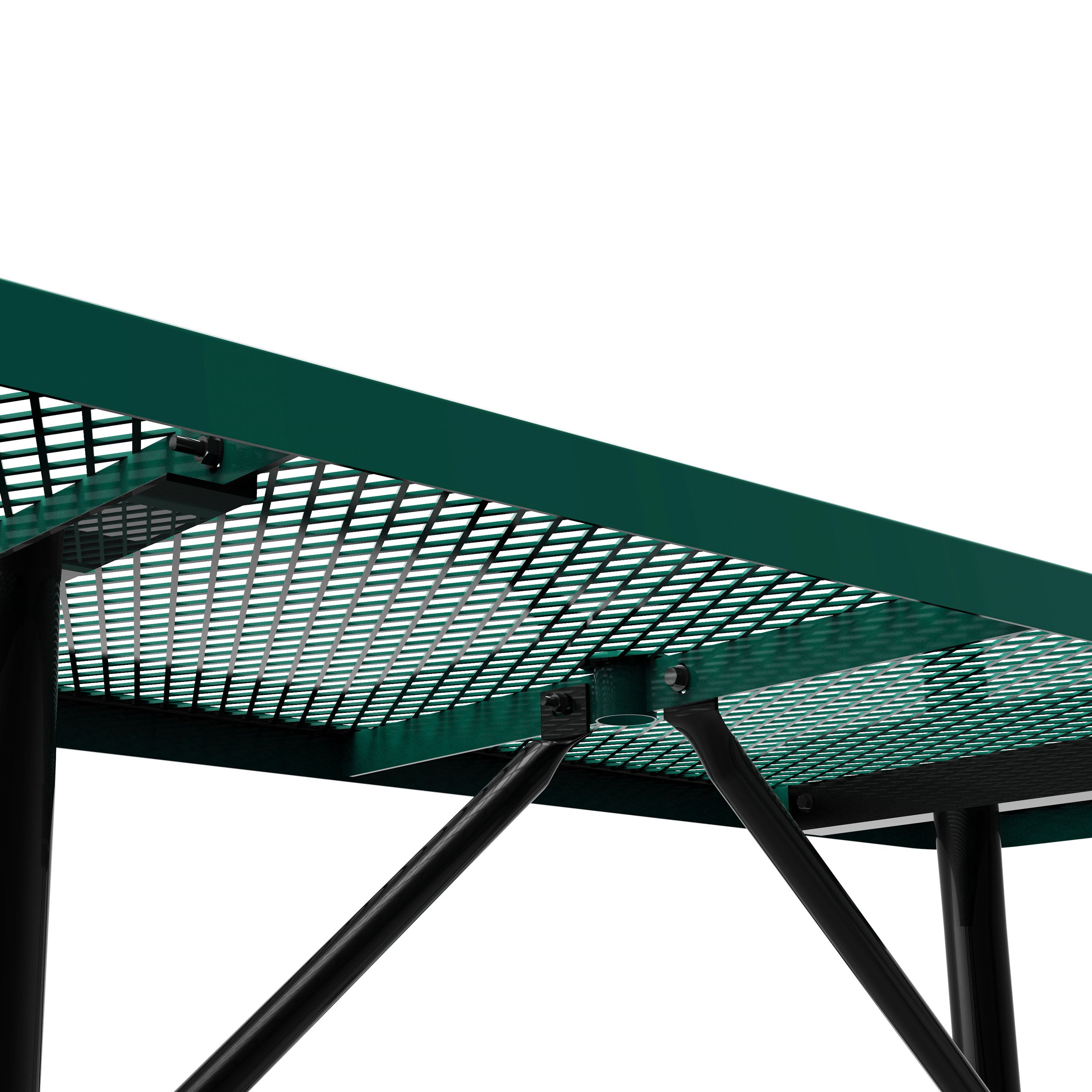 Mantilla 6' Rectangular Outdoor Picnic Table with Commercial Heavy Gauge Green Expanded Metal Mesh Top and Seats and Black Steel Frame