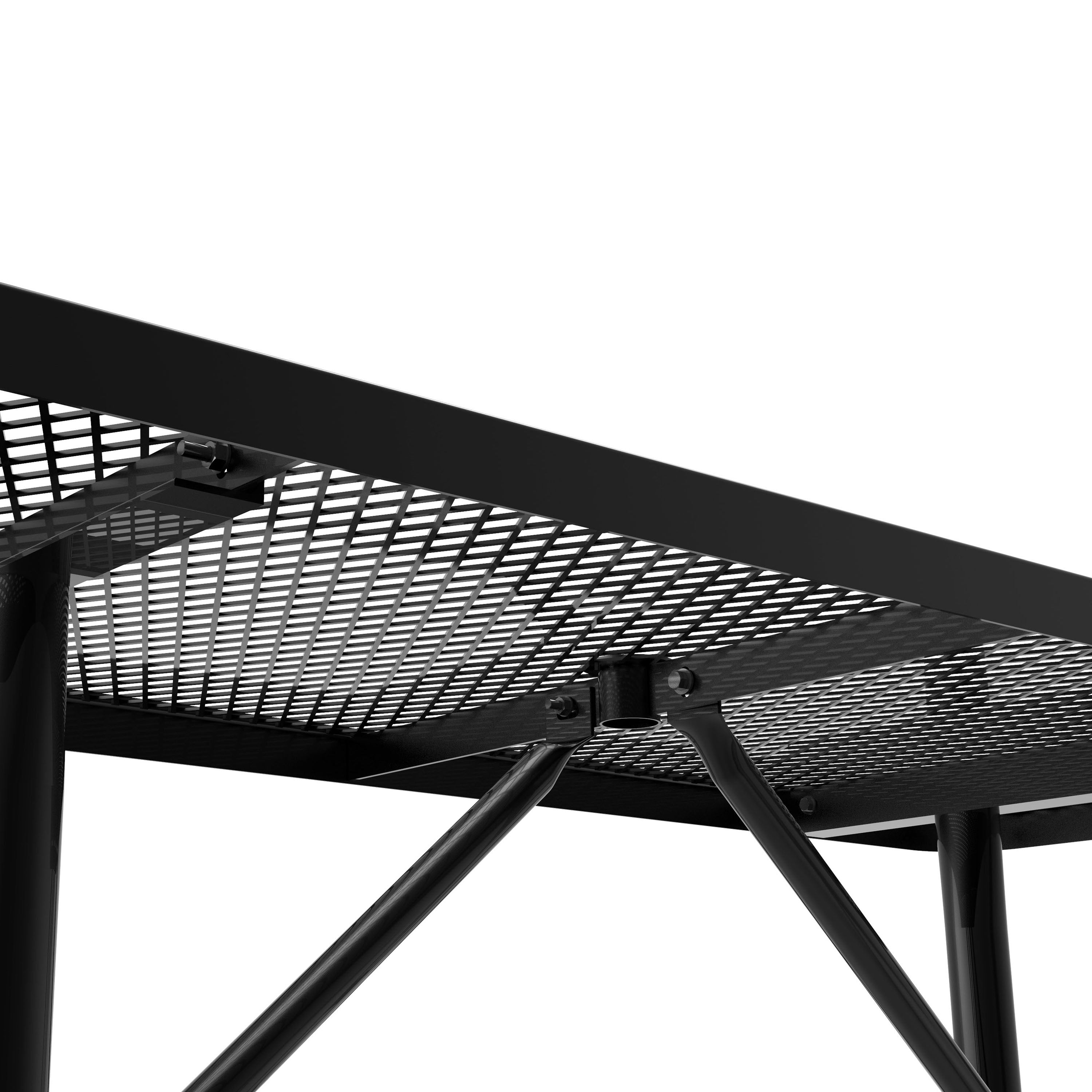 Mantilla 6' Rectangular Outdoor Picnic Table with Commercial Heavy Gauge Expanded Metal Mesh Top and Seats and Steel Frame in Black with Anchors