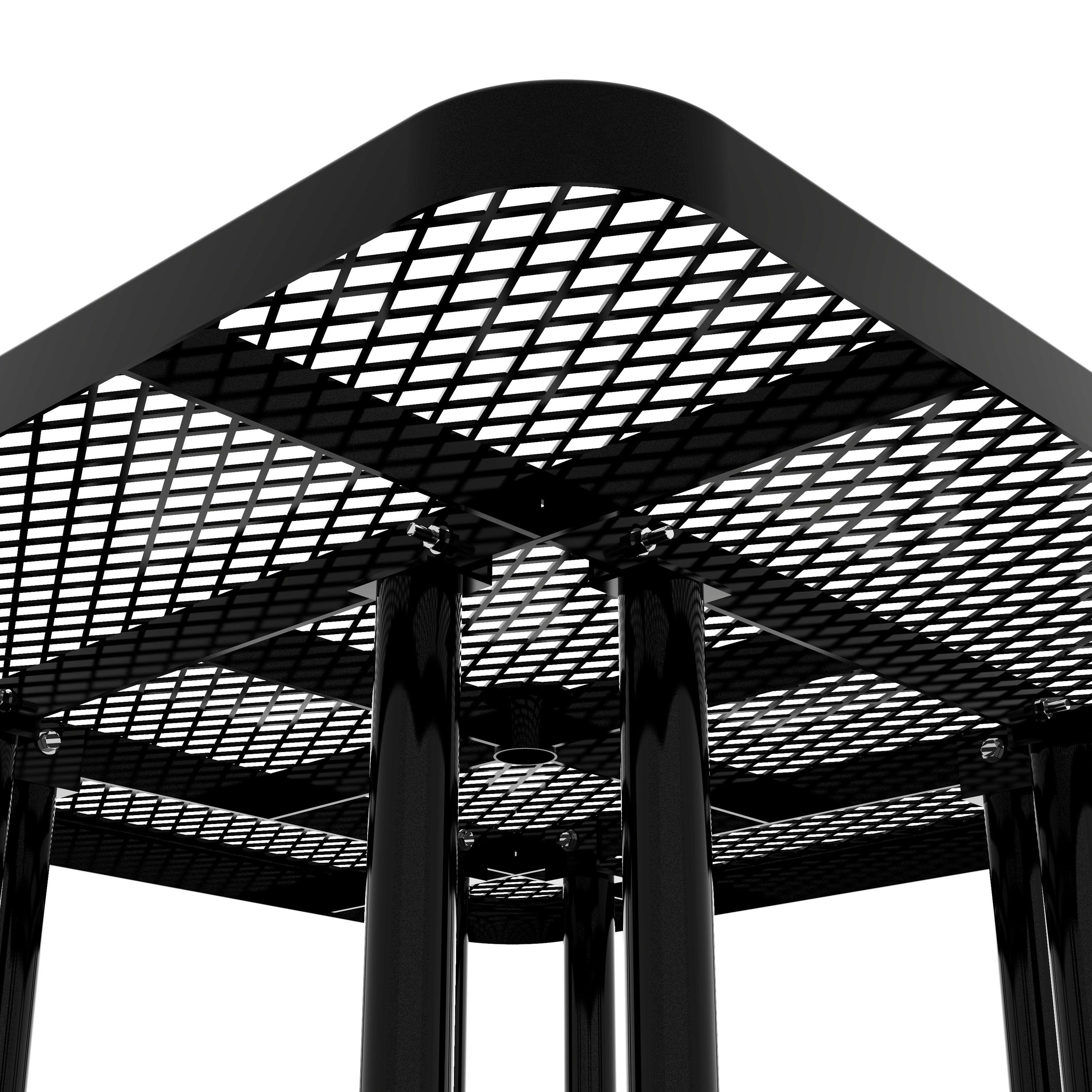 Creekside 46" Square Outdoor Picnic Table with Commercial Grade Heavy Gauge Expanded Metal Mesh Top and Seats and Steel Frame in Black