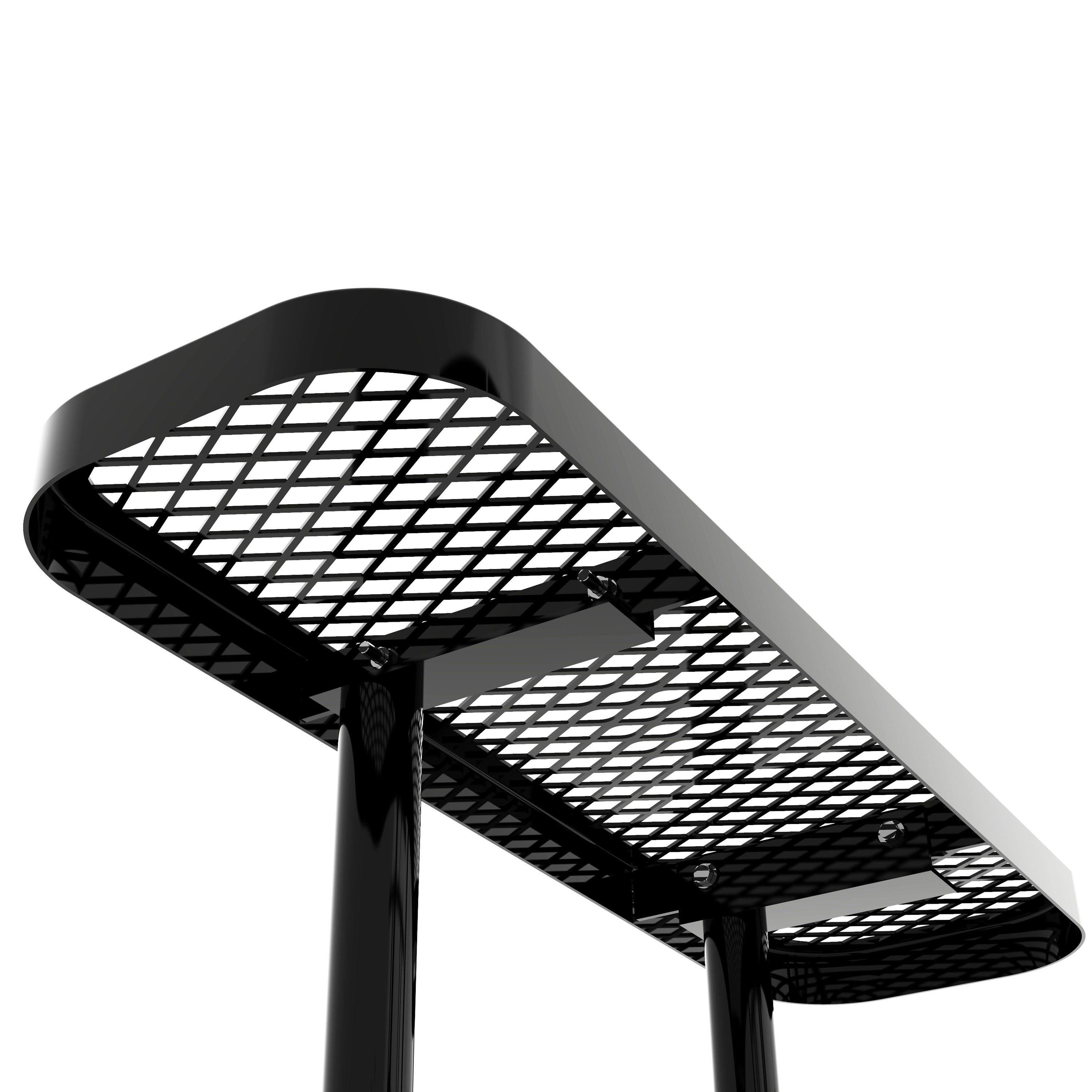 Creekside 46" Square Outdoor Picnic Table with Commercial Grade Heavy Gauge Expanded Metal Mesh Top and Seats and Steel Frame in Black