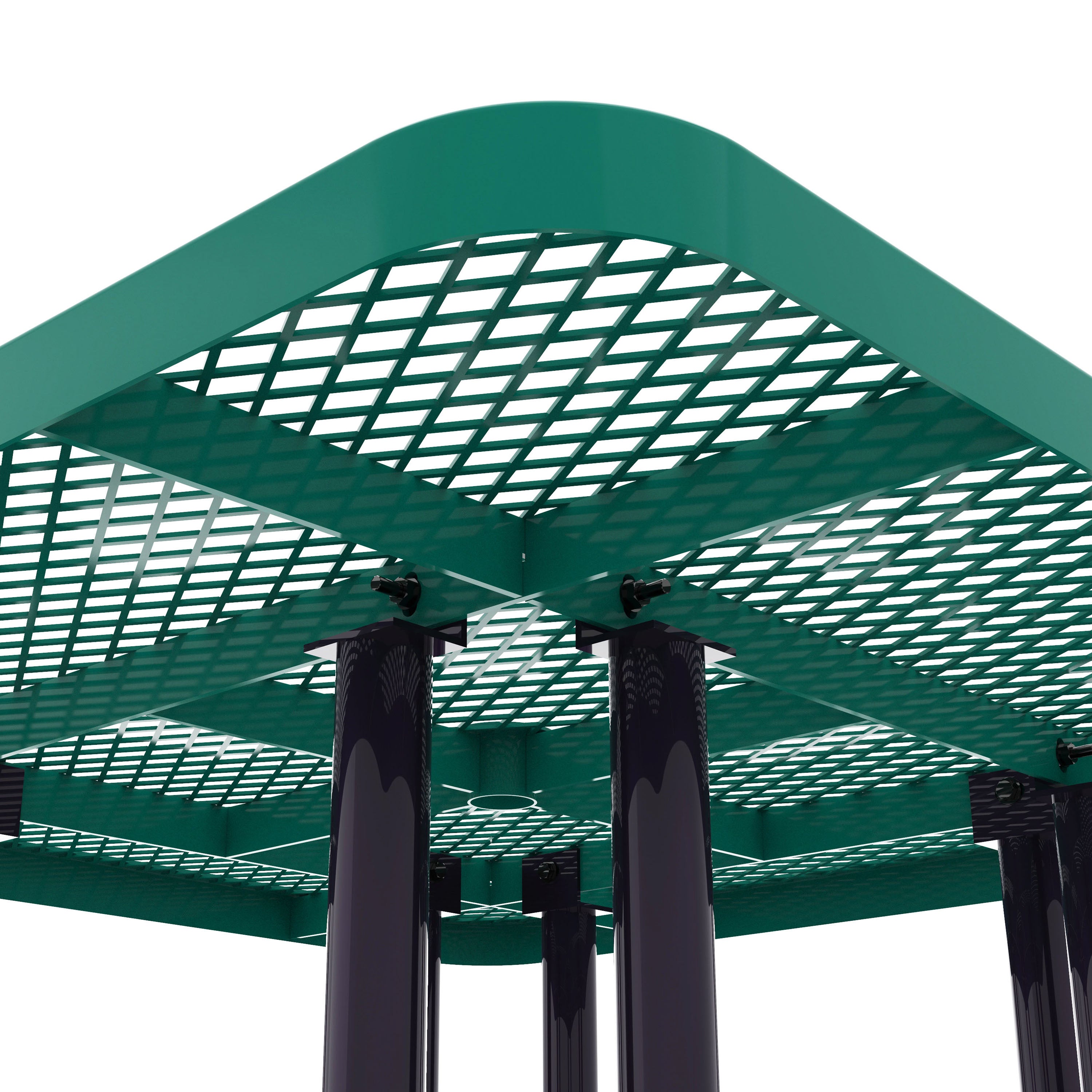 Creekside 46" Square Outdoor Picnic Table with Commercial Grade Heavy Gauge Green Expanded Metal Mesh Top and Seats and Black Steel Frame