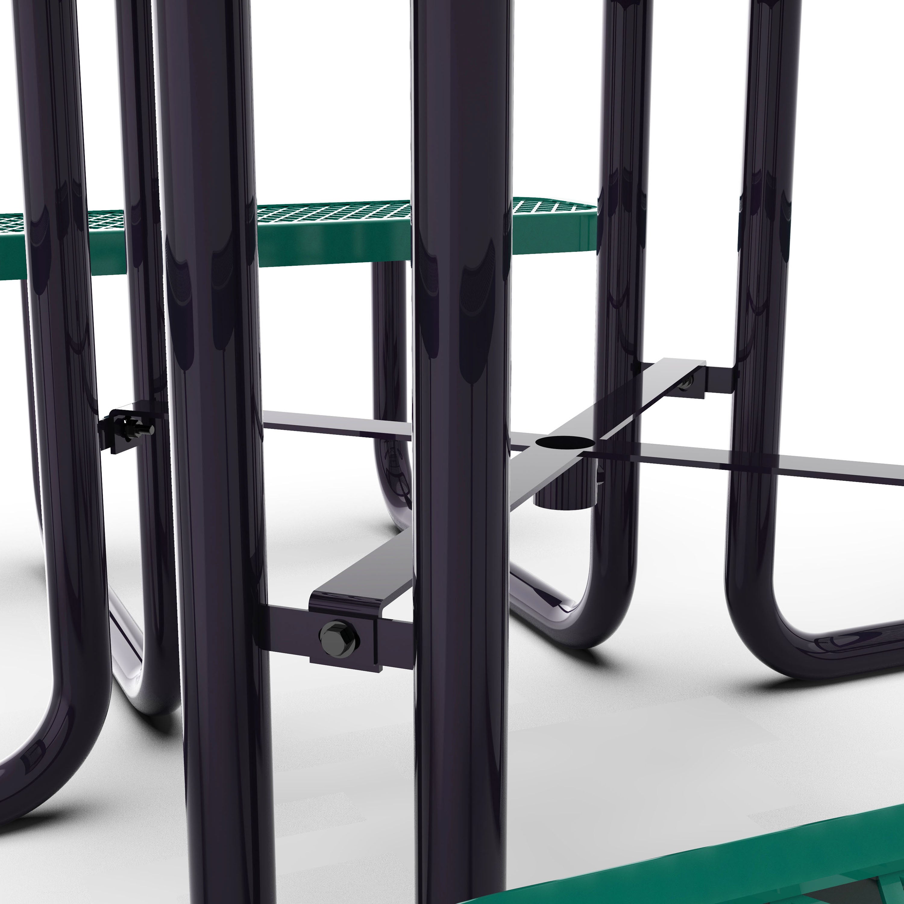 Creekside 46" Square Outdoor Picnic Table with Commercial Grade Heavy Gauge Green Expanded Metal Mesh Top and Seats and Black Steel Frame