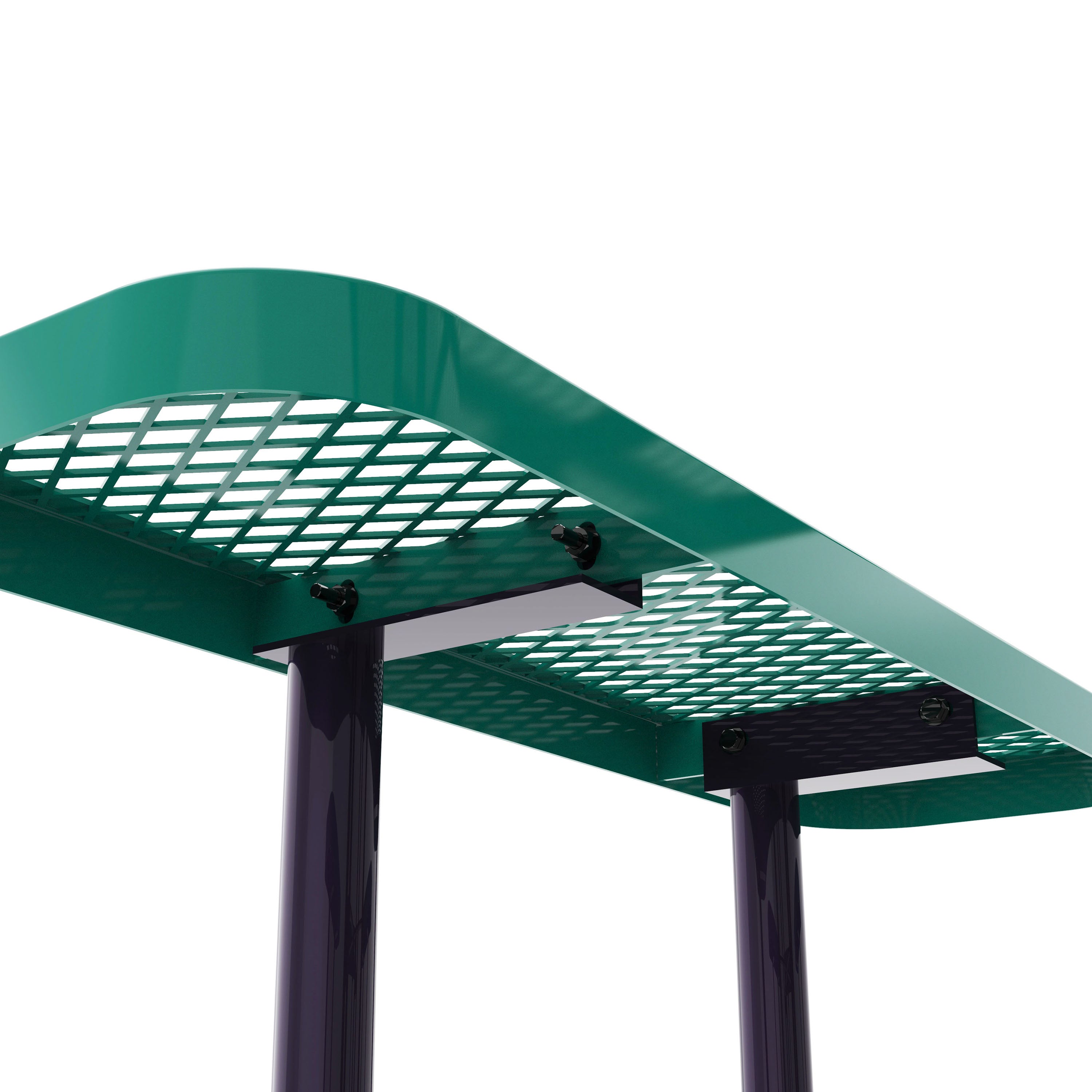 Creekside 46" Square Outdoor Picnic Table with Commercial Grade Heavy Gauge Green Expanded Metal Mesh Top and Seats and Black Steel Frame