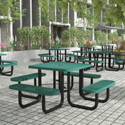 Creekside 46" Square Outdoor Picnic Table with Commercial Grade Heavy Gauge Green Expanded Metal Mesh Top and Seats and Black Steel Frame