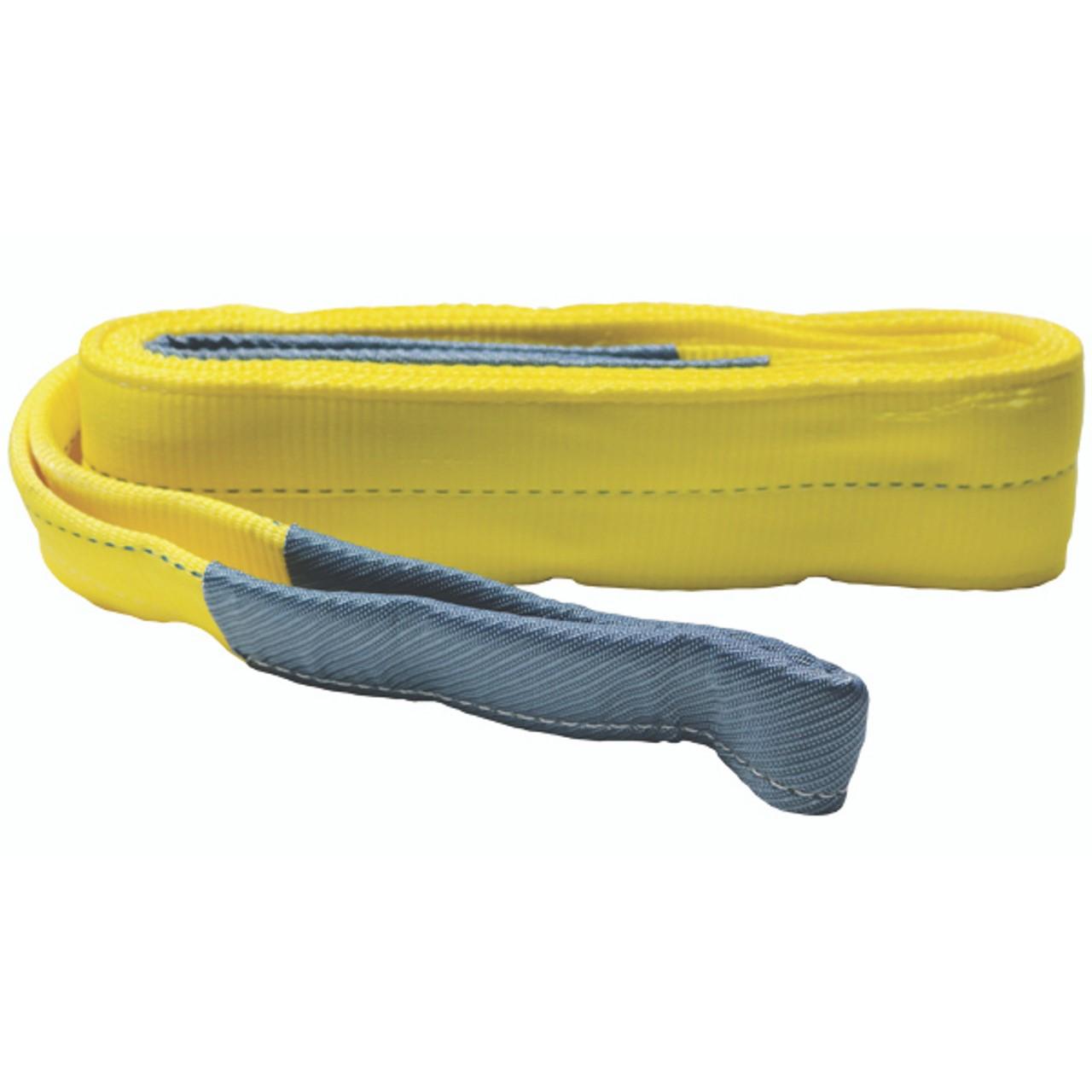 1" x 4' Eye to Eye, shrink-wrapped, bulk 1 Ply 1" Wide x 9,800 lbs Webbing: Choker 1,250 lbs / Vertical 1,600 lbs / Basket 3,200 lbs