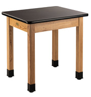 NPS® Wood Science Lab Table, 24"x30"x30", HPL Top, Surface Color: Black, Frame Color: Ash (Optional Castor Add-On)