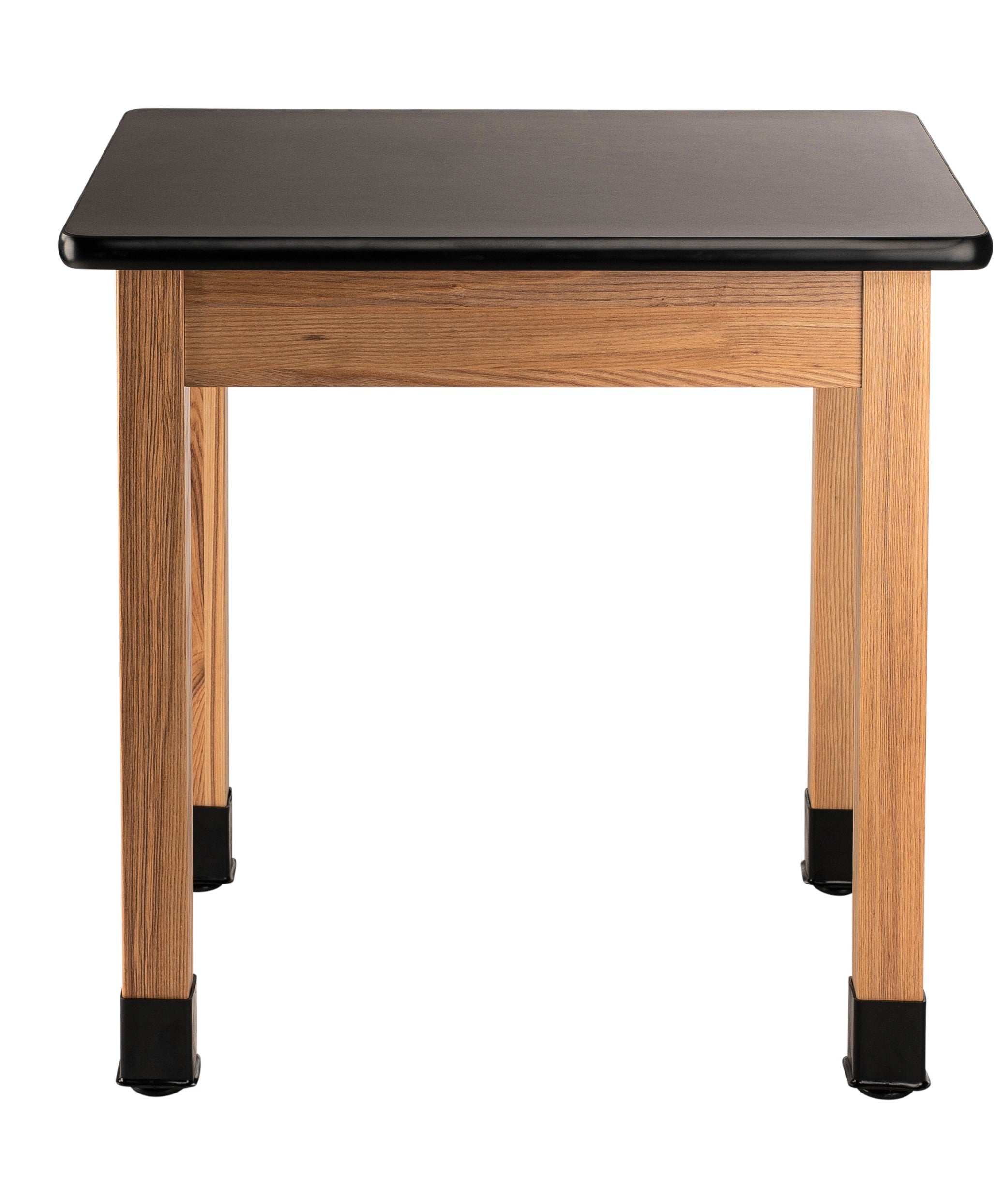 NPS® Wood Science Lab Table, 24"x30"x30", HPL Top, Surface Color: Black, Frame Color: Ash (Optional Castor Add-On)
