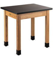 NPS® Wood Science Lab Table, 24"x30"x30", Phenolic Top, Surface Color: Black, Frame Color: Ash (Optional Castor Add-On)