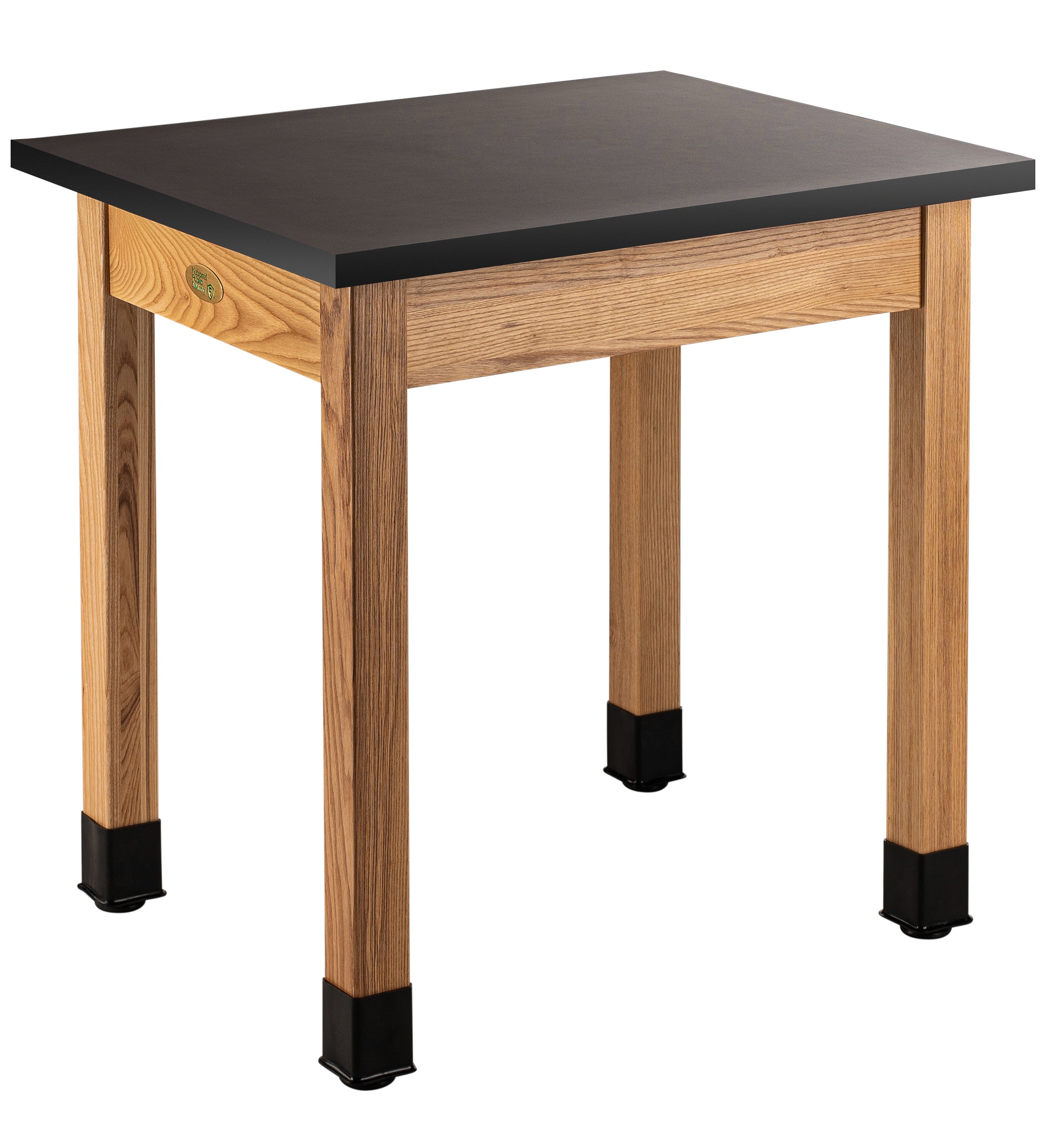 NPS® Wood Science Lab Table, 24"x30"x36", Phenolic Top, Surface Color: Black, Frame Color: Ash (Optional Castor Add-On)