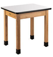 NPS® Wood Science Lab Table, 24"x30"x30", Whiteboard Top, Surface Color: Black, Frame Color: Ash (Optional Castor Add-On)