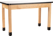 NPS® Wood Science Lab Table, 24"x60"x36", Whiteboard Top, Surface Color: White, Frame Color: Ash (Optional Book Compartment and Castor Add-On)