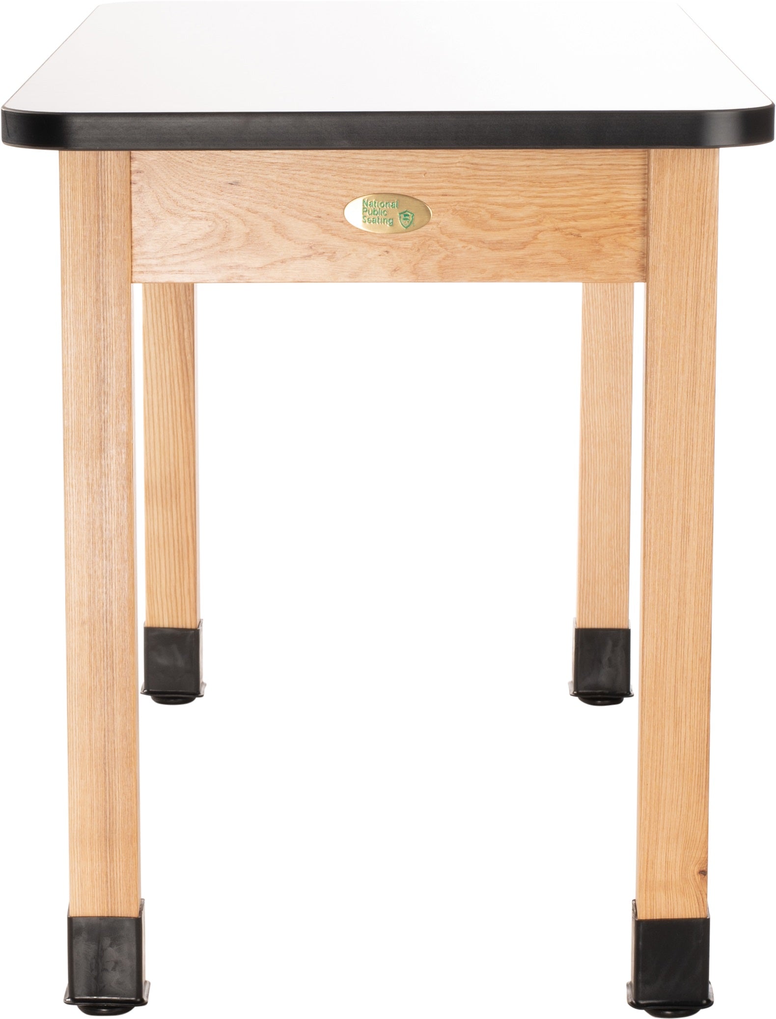 NPS® Wood Science Lab Table, 24"x72"x30", Whiteboard Top, Surface Color: White, Frame Color: Ash (Optional Book Compartment and Castor Add-On)