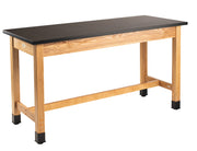 NPS® Wood Science Lab Table, 42"x60"x36", Epoxy Top, Surface Color: Black, Frame Color: Ash (Optional Castor Add-On)