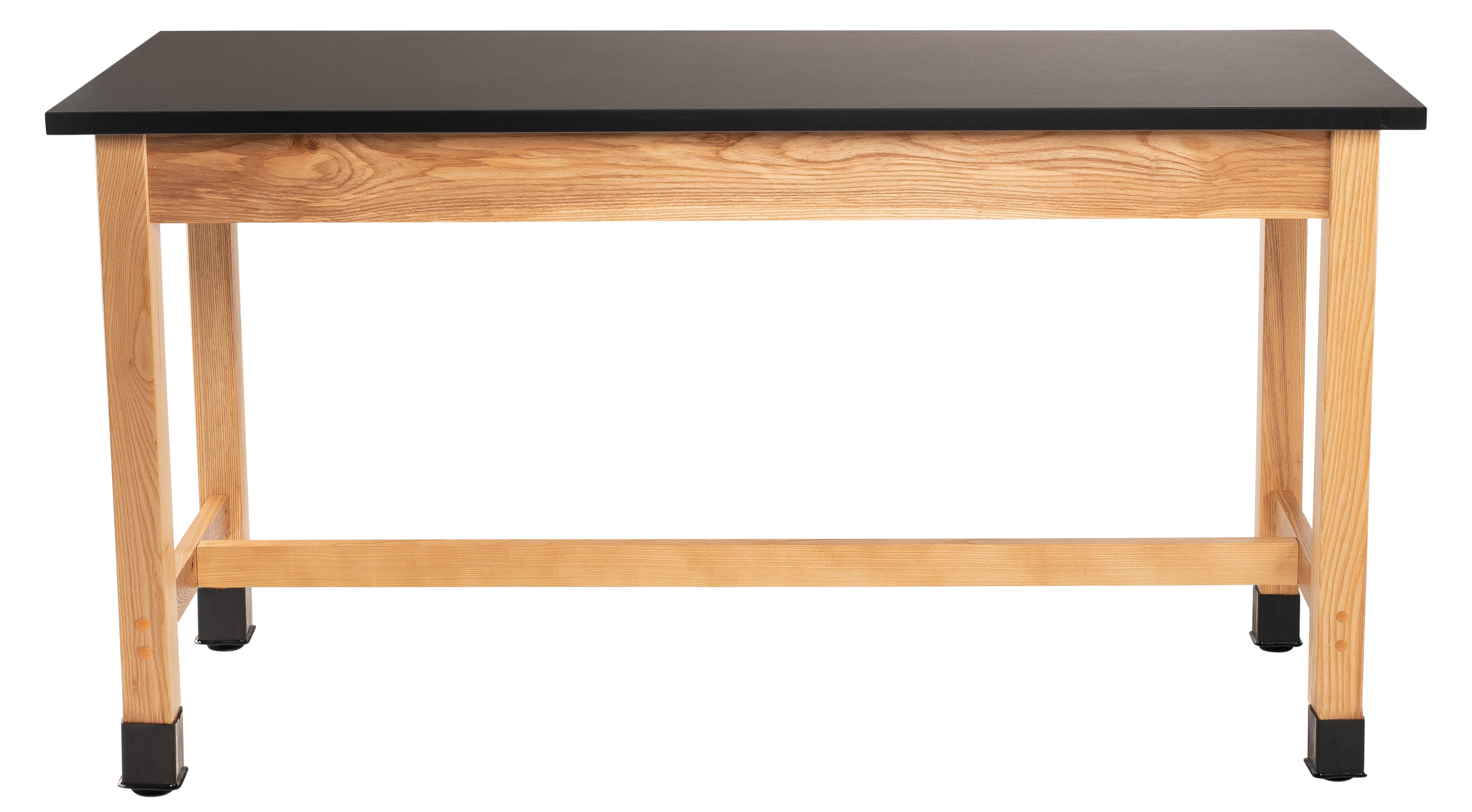 NPS® Wood Science Lab Table, 24"x48"x30", Epoxy Top, Surface Color: Black, Frame Color: Ash (Optional Book Compartment and Castor Add-On)