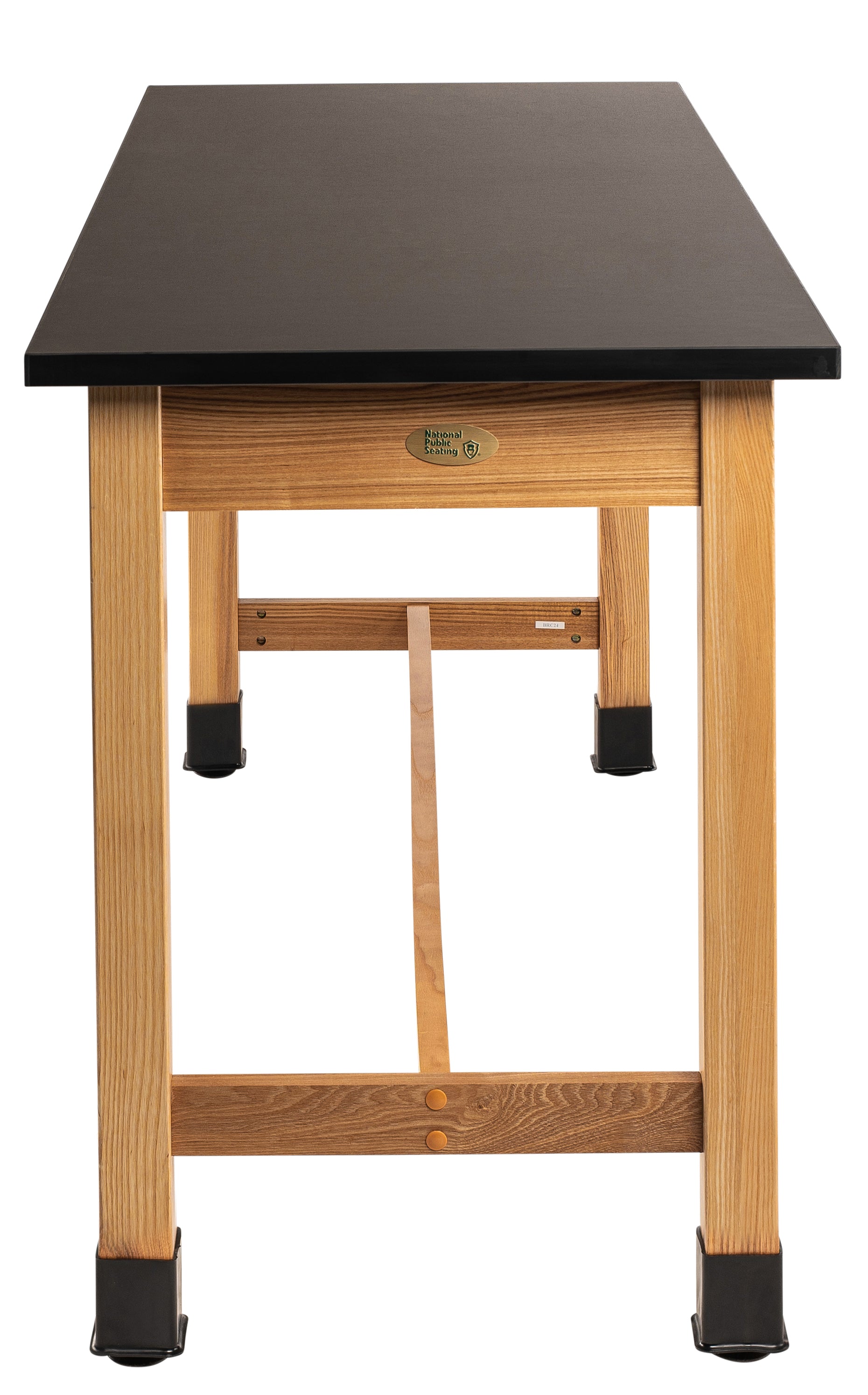 NPS® Wood Science Lab Table, 24"x72"x36", Epoxy Top, Surface Color: Black, Frame Color: Ash (Optional Book Compartment and Castor Add-On)
