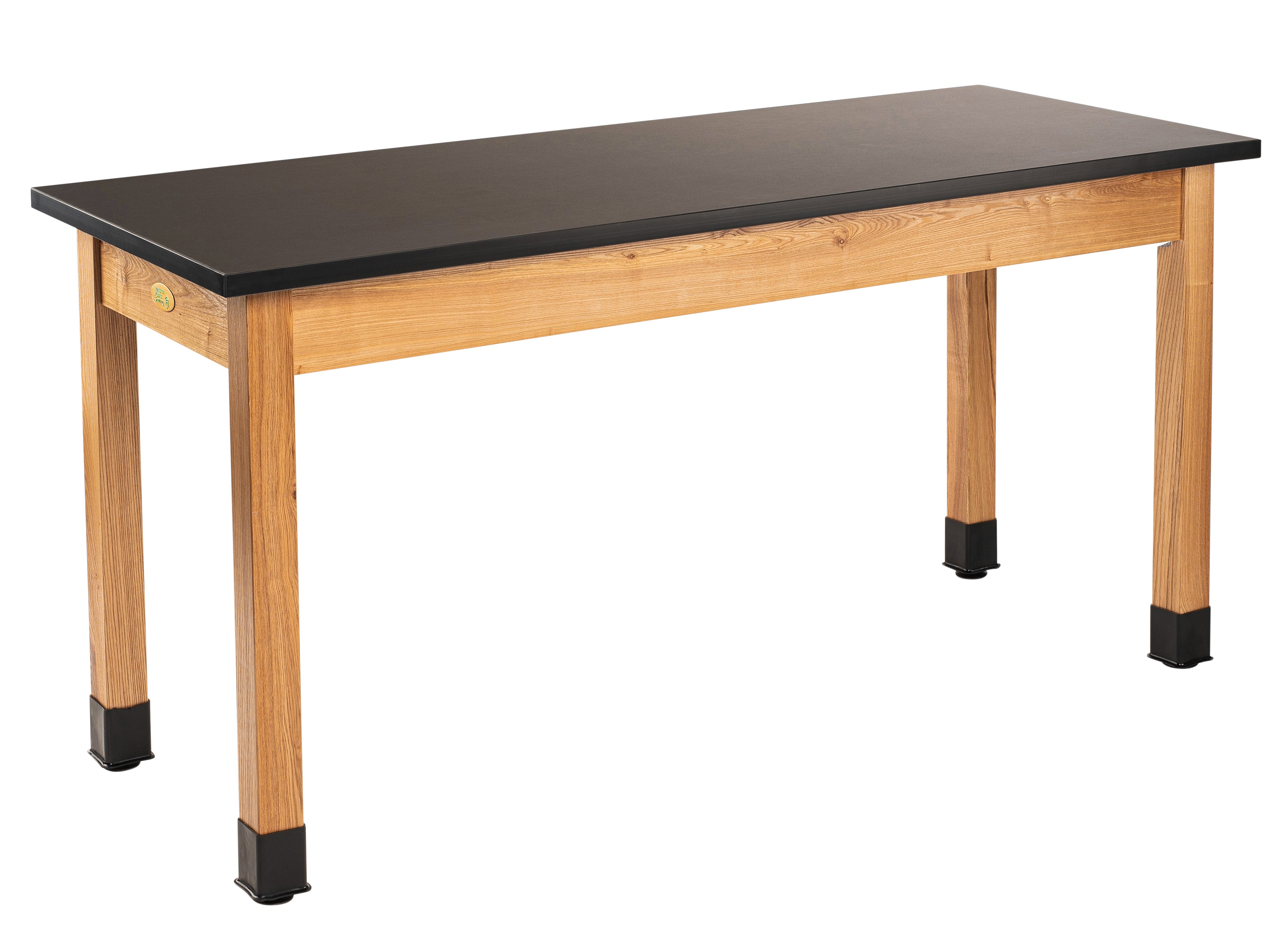 NPS® Wood Science Lab Table, 42"x72"x30", Phenolic Top, Surface Color: Black, Frame Color: Ash (Optional Castor Add-On)