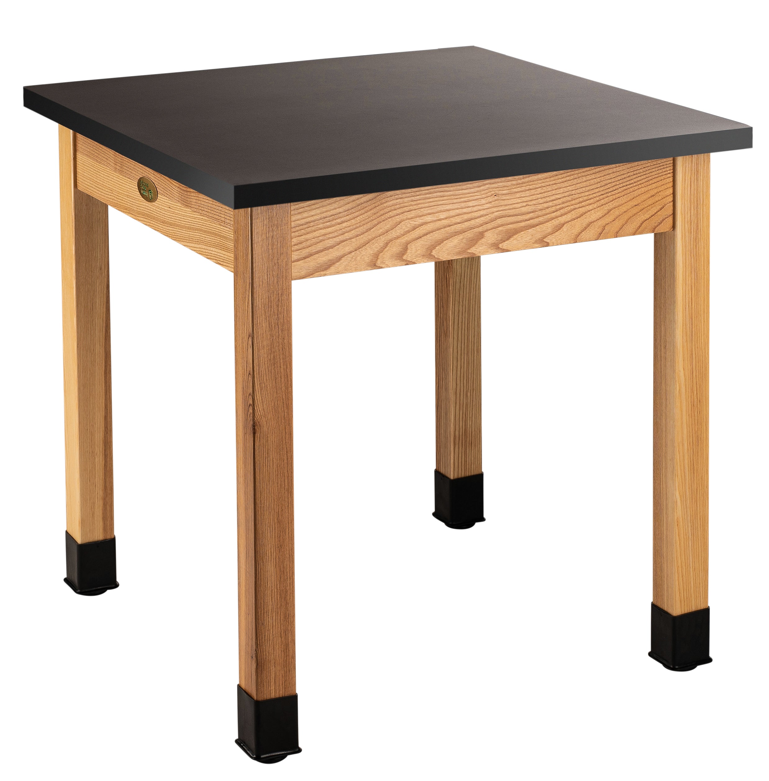 NPS® Wood Science Lab Table, 30"x30"x30", Chemical Resistant Top, Surface Color: Black, Frame Color: Ash (Optional Castor Add-On)