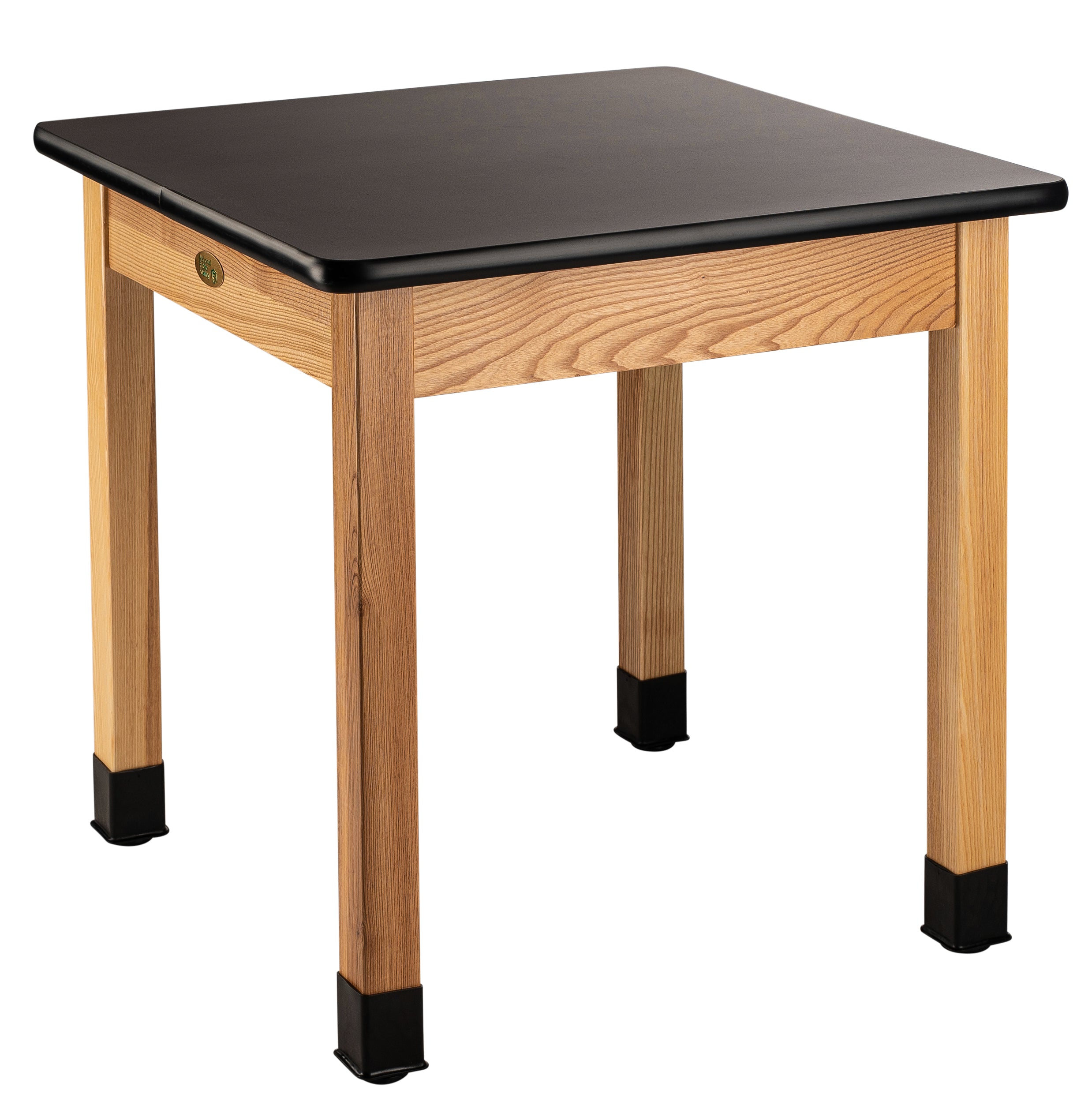 NPS® Wood Science Lab Table, 30"x30"x30", HPL Top, Surface Color: Black, Frame Color: Ash (Optional Castor Add-On)