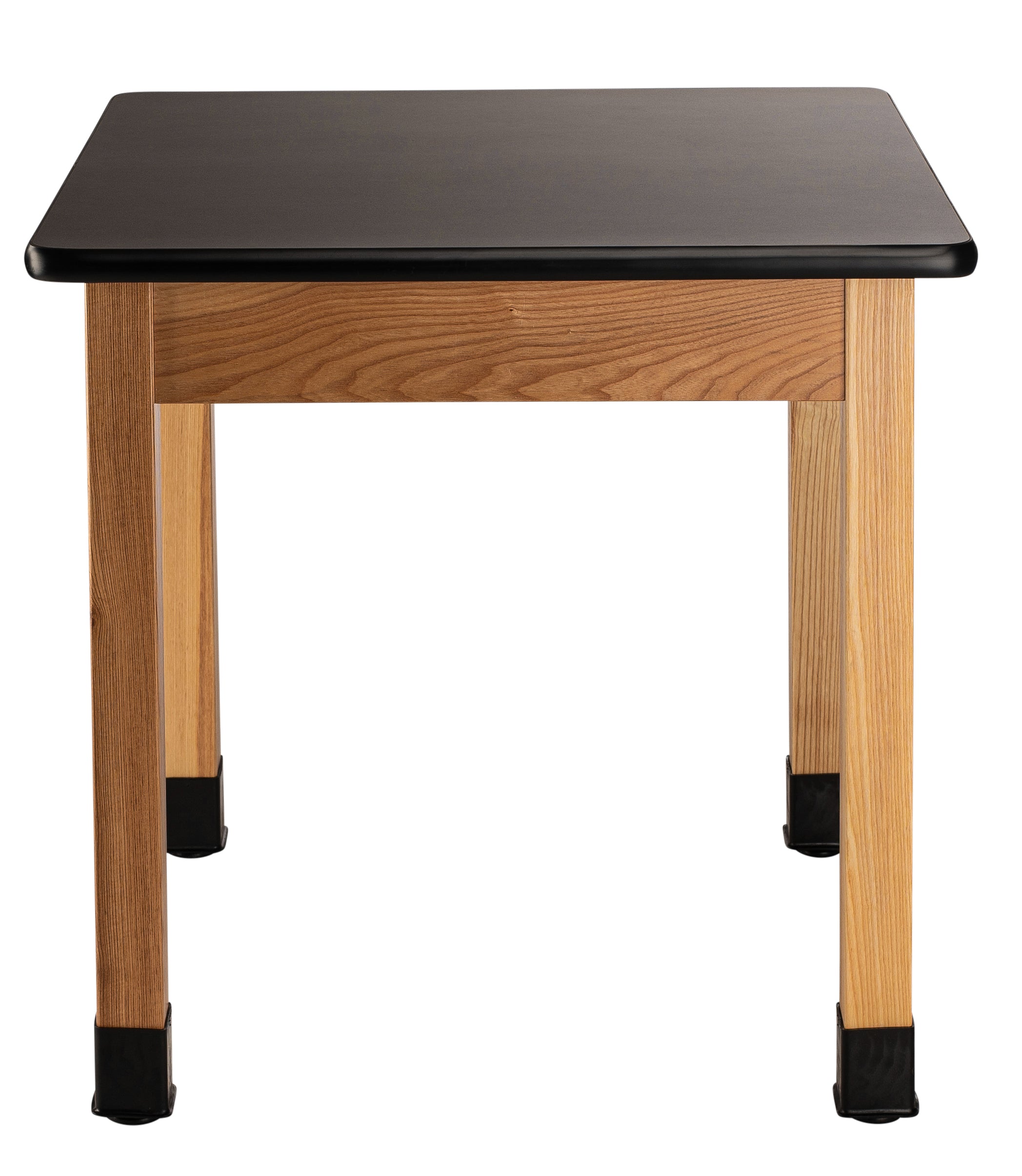 NPS® Wood Science Lab Table, 30"x30"x36", HPL Top, Surface Color: Black, Frame Color: Ash (Optional Castor Add-On)
