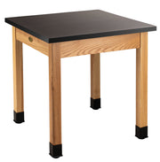 NPS® Wood Science Lab Table, 24"x30"x36", Phenolic Top, Surface Color: Black, Frame Color: Ash (Optional Castor Add-On)