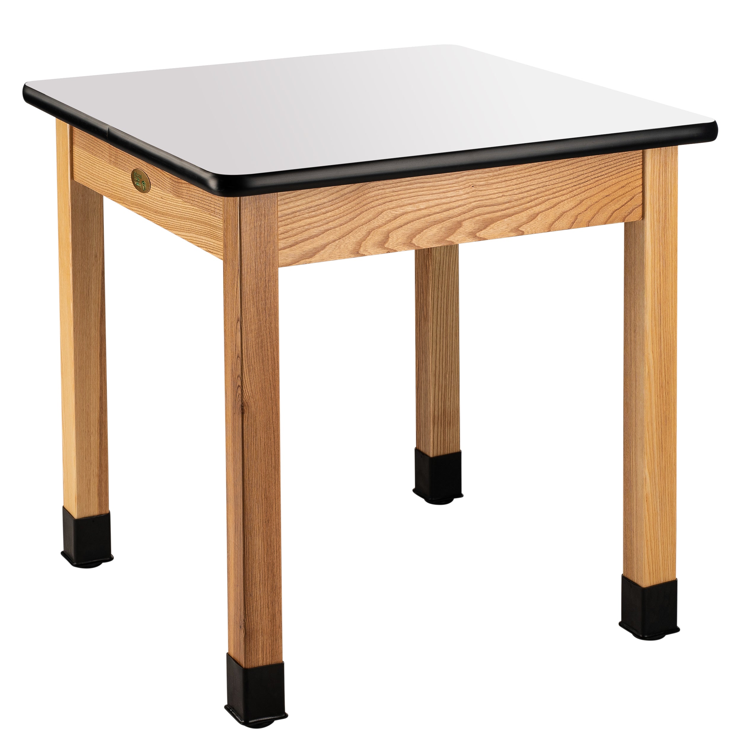 NPS® Wood Science Lab Table, 30"x30"x30", Whiteboard Top, Surface Color: Black, Frame Color: Ash (Optional Castor Add-On)