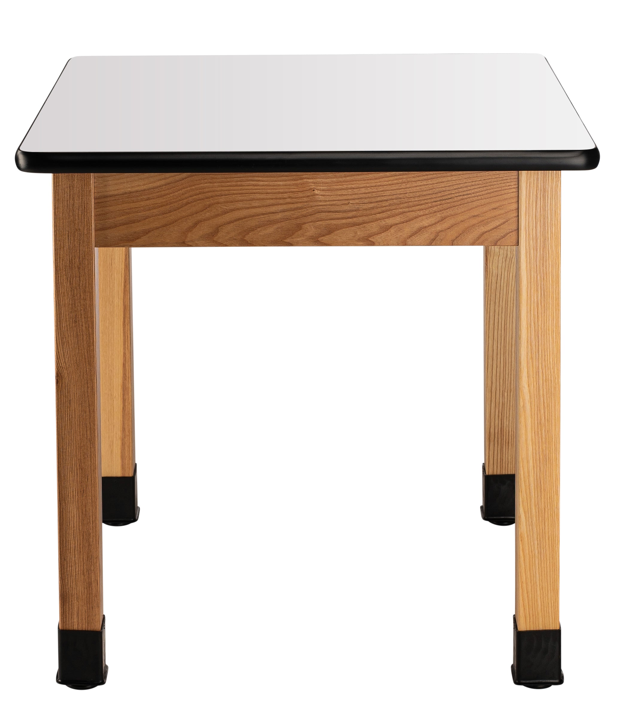 NPS® Wood Science Lab Table, 30"x30"x30", Whiteboard Top, Surface Color: Black, Frame Color: Ash (Optional Castor Add-On)