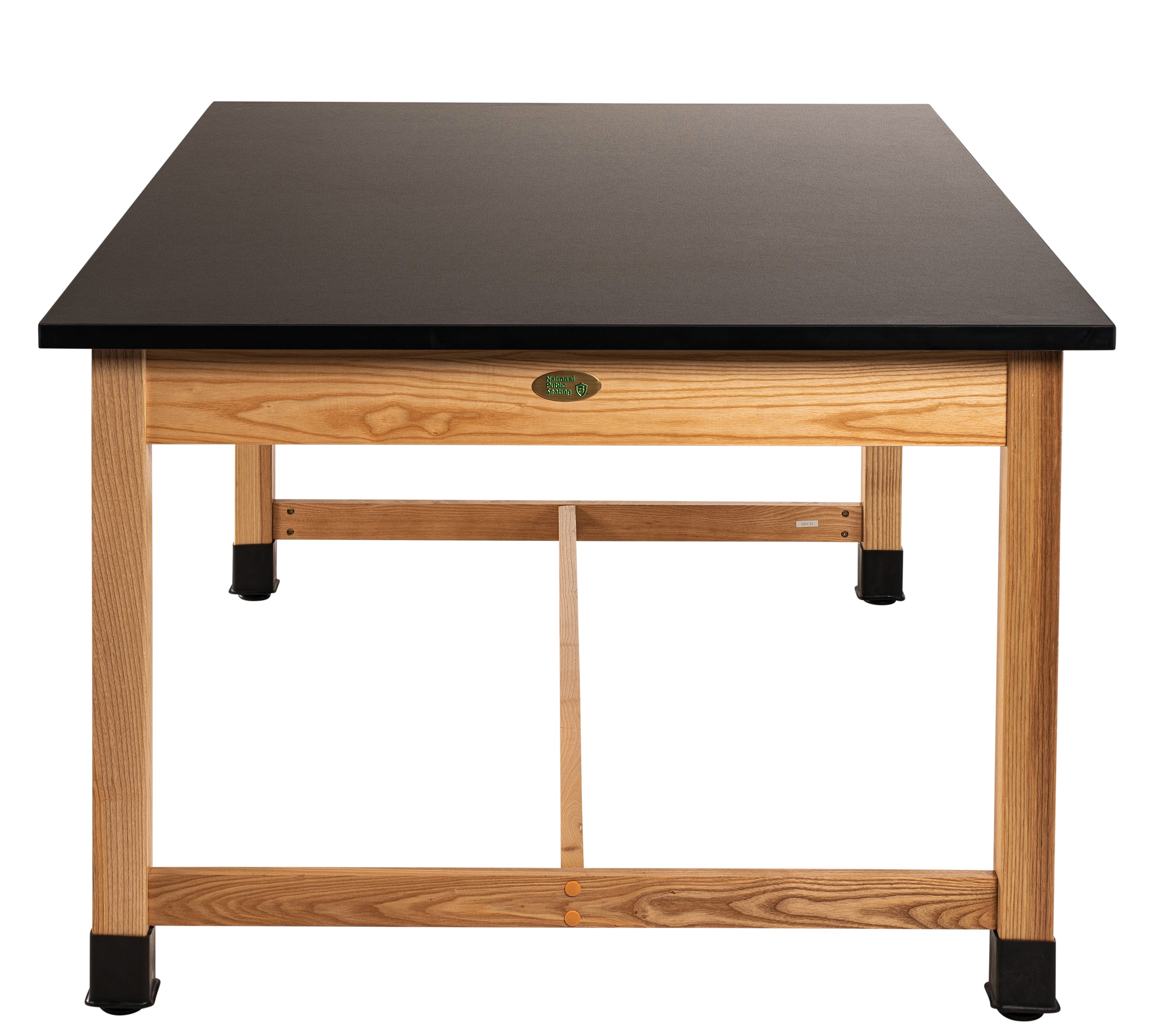 NPS® Wood Science Lab Table, 42"x60"x30", Phenolic Top, Surface Color: Black, Frame Color: Ash (Optional Castor Add-On)