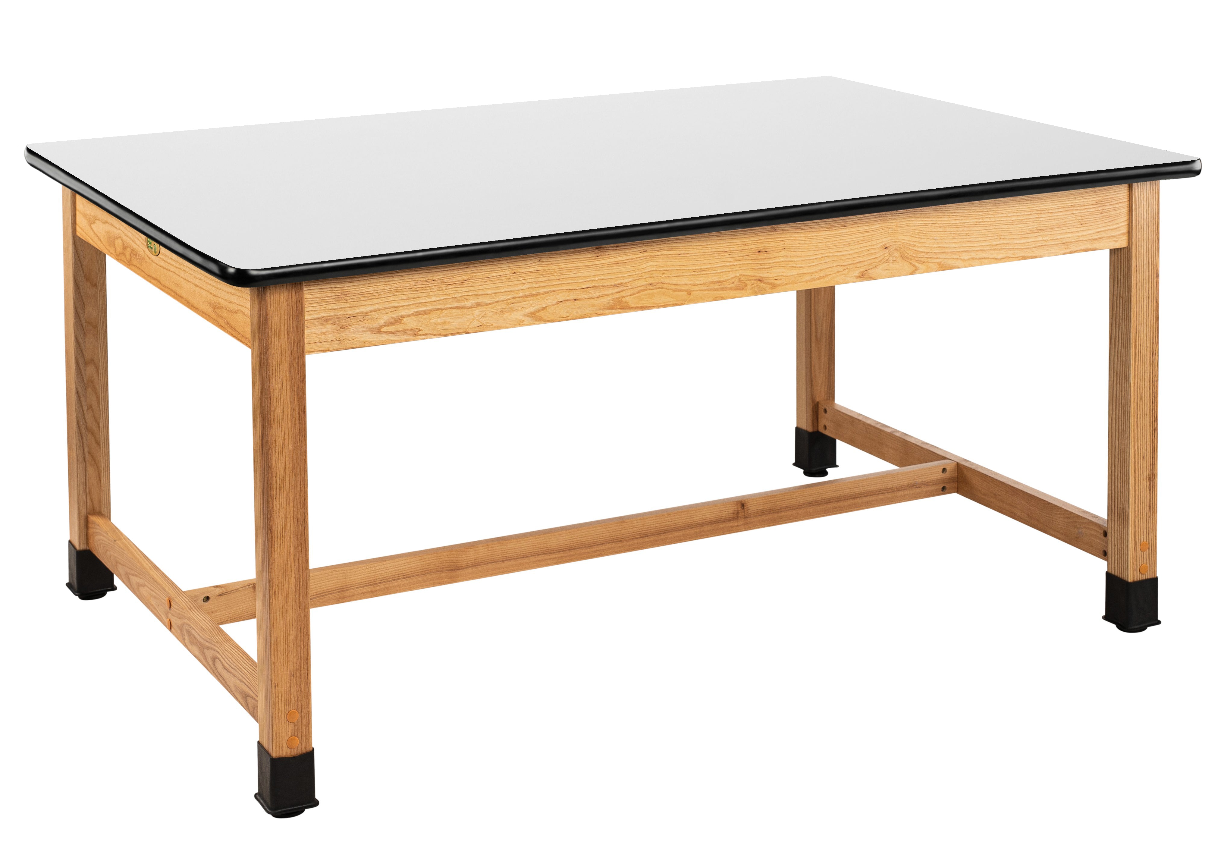 NPS® Wood Science Lab Table, 42"x72"x30", Whiteboard Top, Surface Color: Black, Frame Color: Ash (Optional Castor Add-On)
