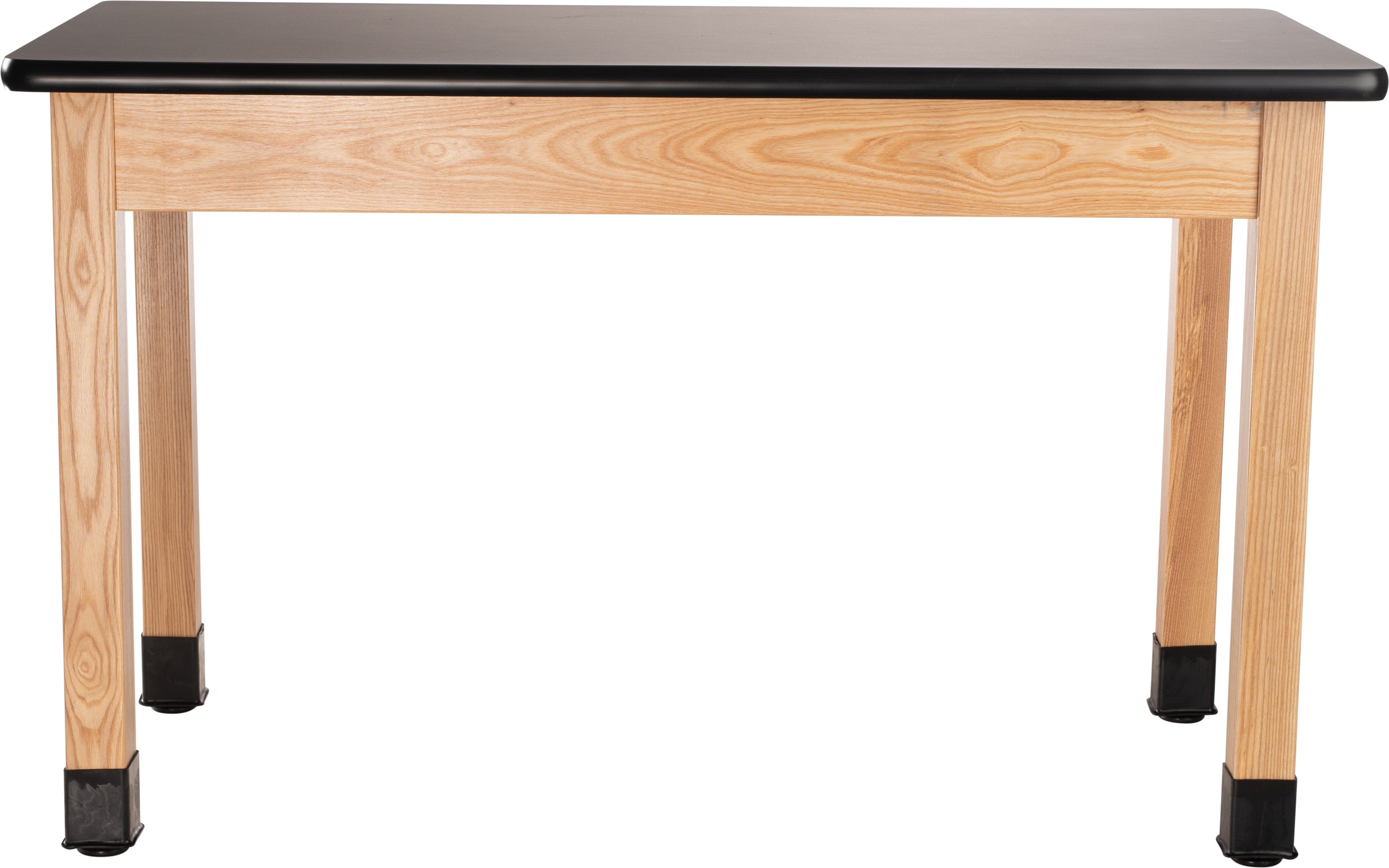 NPS® Wood Science Lab Table, 24"x60"x30", HPL Top, Surface Color: Black, Frame Color: Ash (Optional Book Compartment and Castor Add-On)