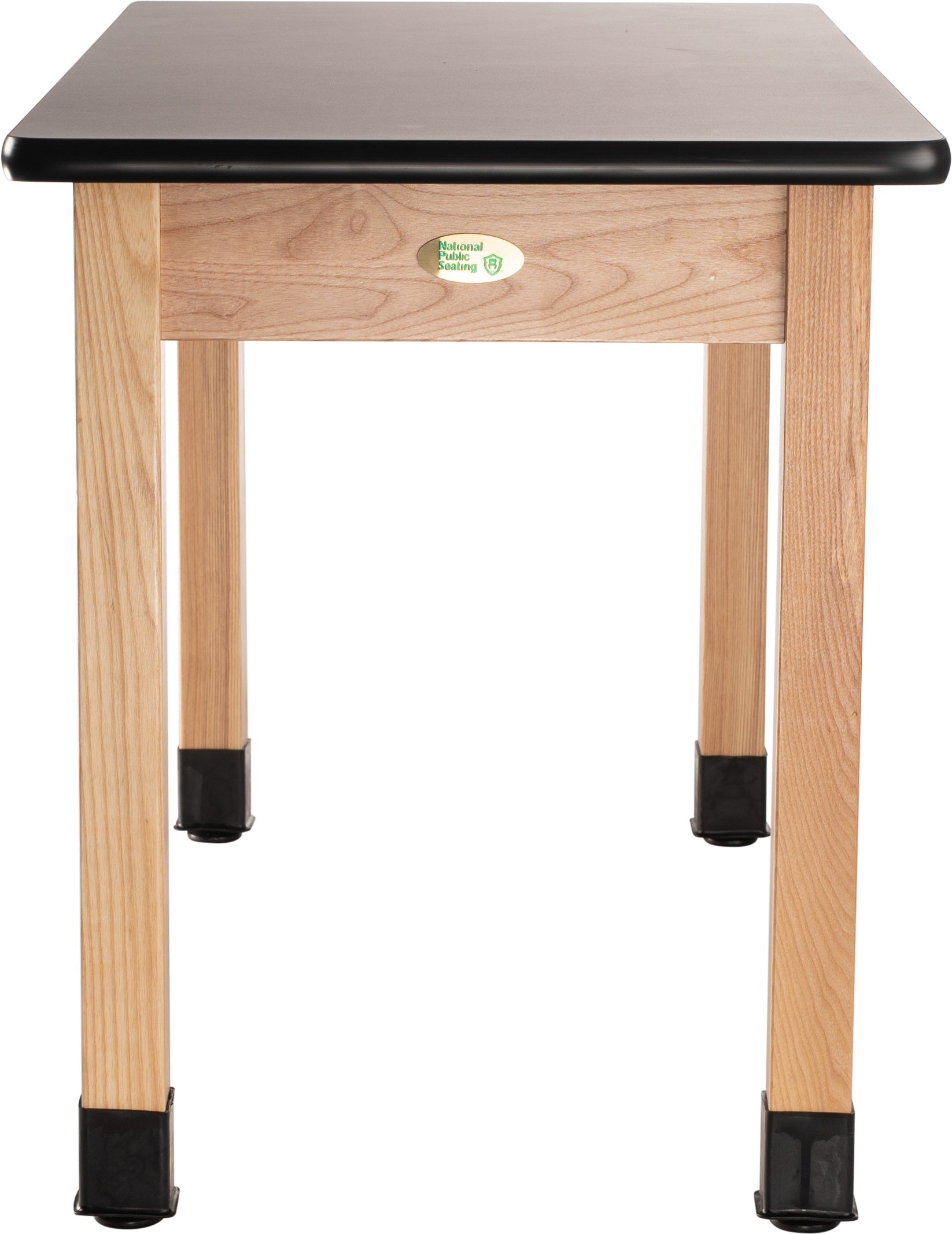NPS® Wood Science Lab Table, 24"x60"x30", HPL Top, Surface Color: Black, Frame Color: Ash (Optional Book Compartment and Castor Add-On)