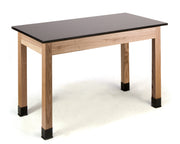 NPS® Wood Science Lab Table, 30"x72"x30", Phenolic Top, Surface Color: Black, Frame Color: Ash (Optional Castor Add-On)