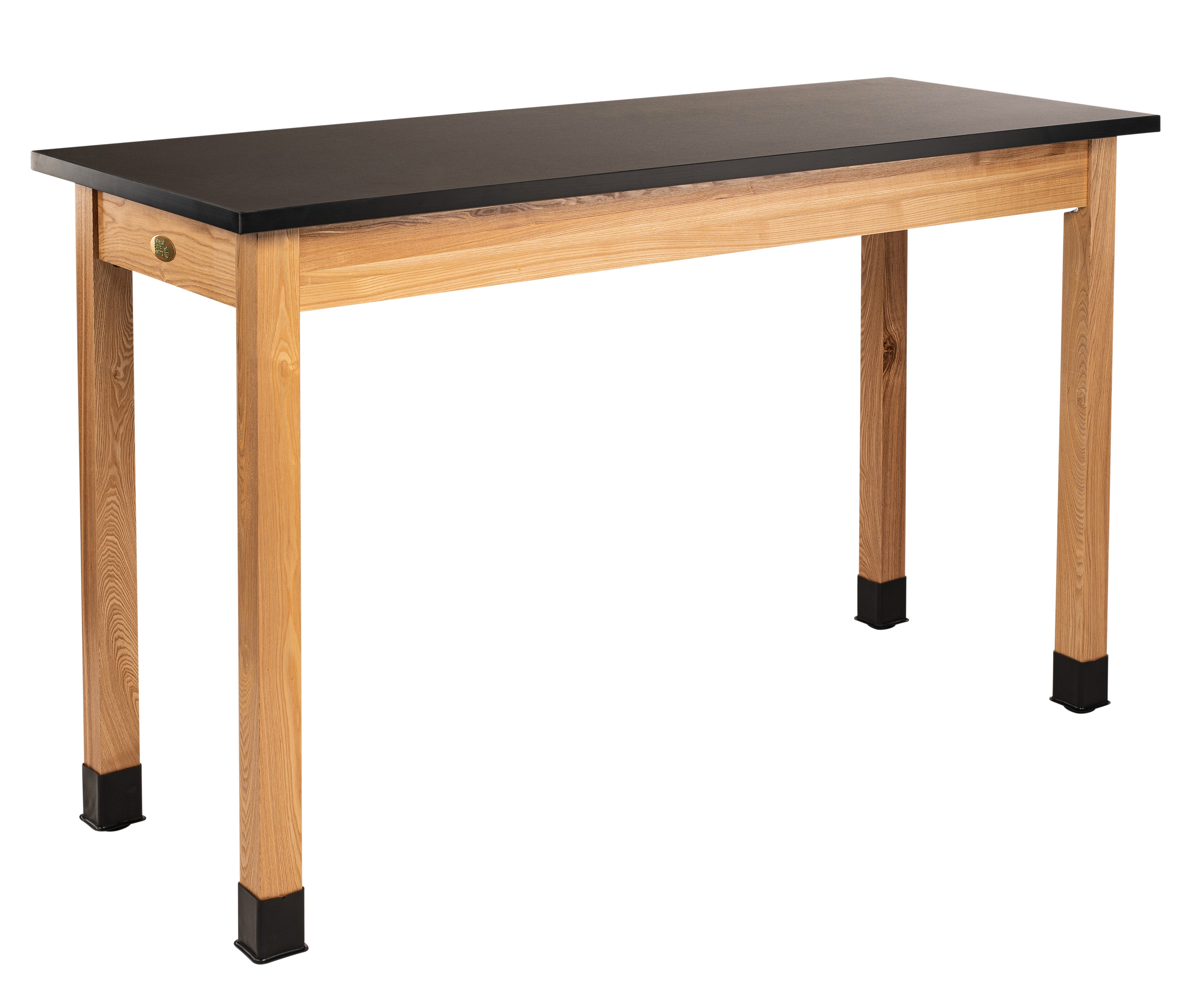 NPS® Wood Science Lab Table, 24"x60"x36", Chemical Resistant Top, Surface Color: Black, Frame Color: Ash (Optional Book Compartment and Castor Add-On)