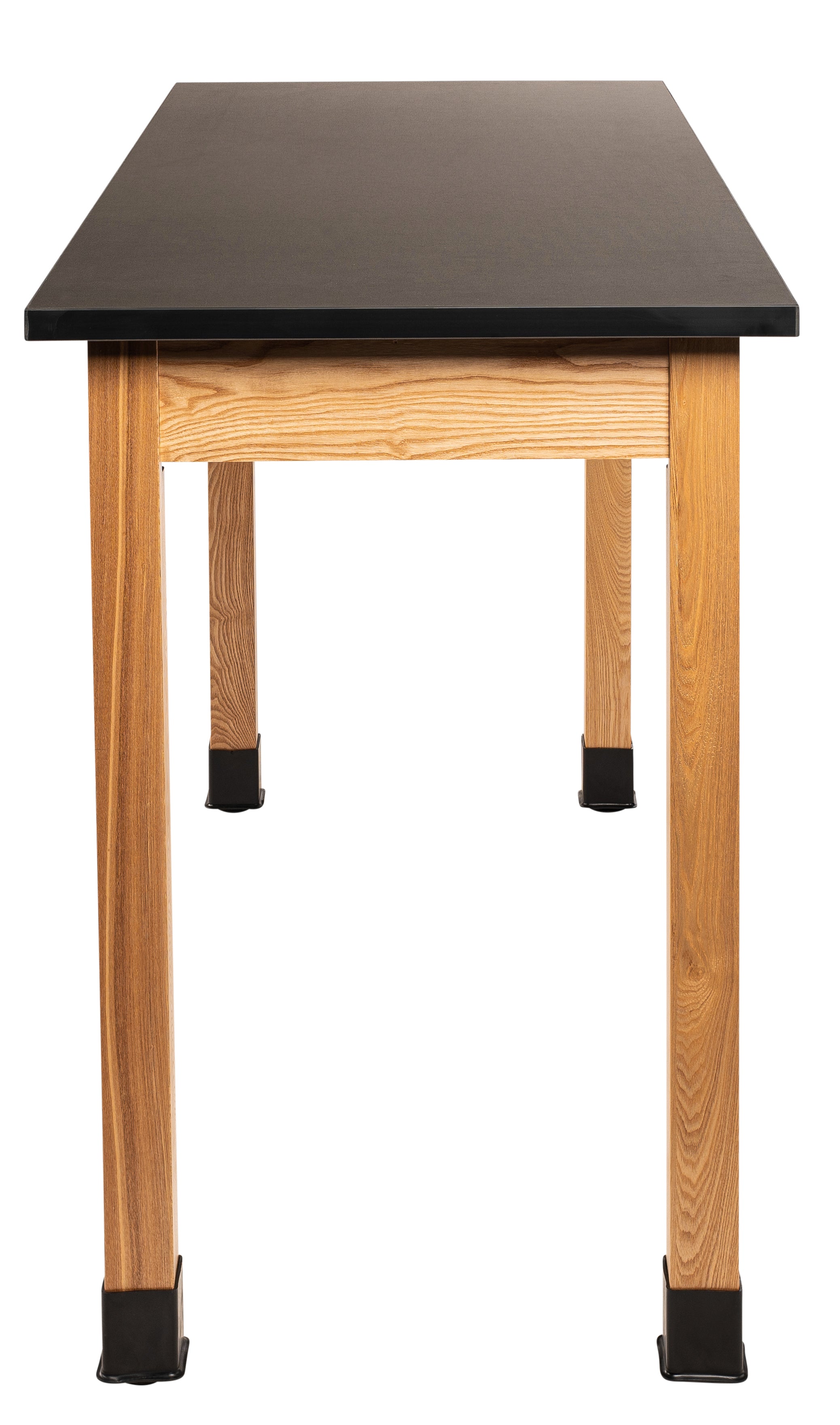 NPS® Wood Science Lab Table, 24"x60"x36", Chemical Resistant Top, Surface Color: Black, Frame Color: Ash (Optional Book Compartment and Castor Add-On)