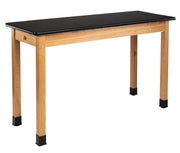 NPS® Wood Science Lab Table, 24"x72"x36", HPL Top, Surface Color: Black, Frame Color: Ash (Optional Book Compartment and Castor Add-On)