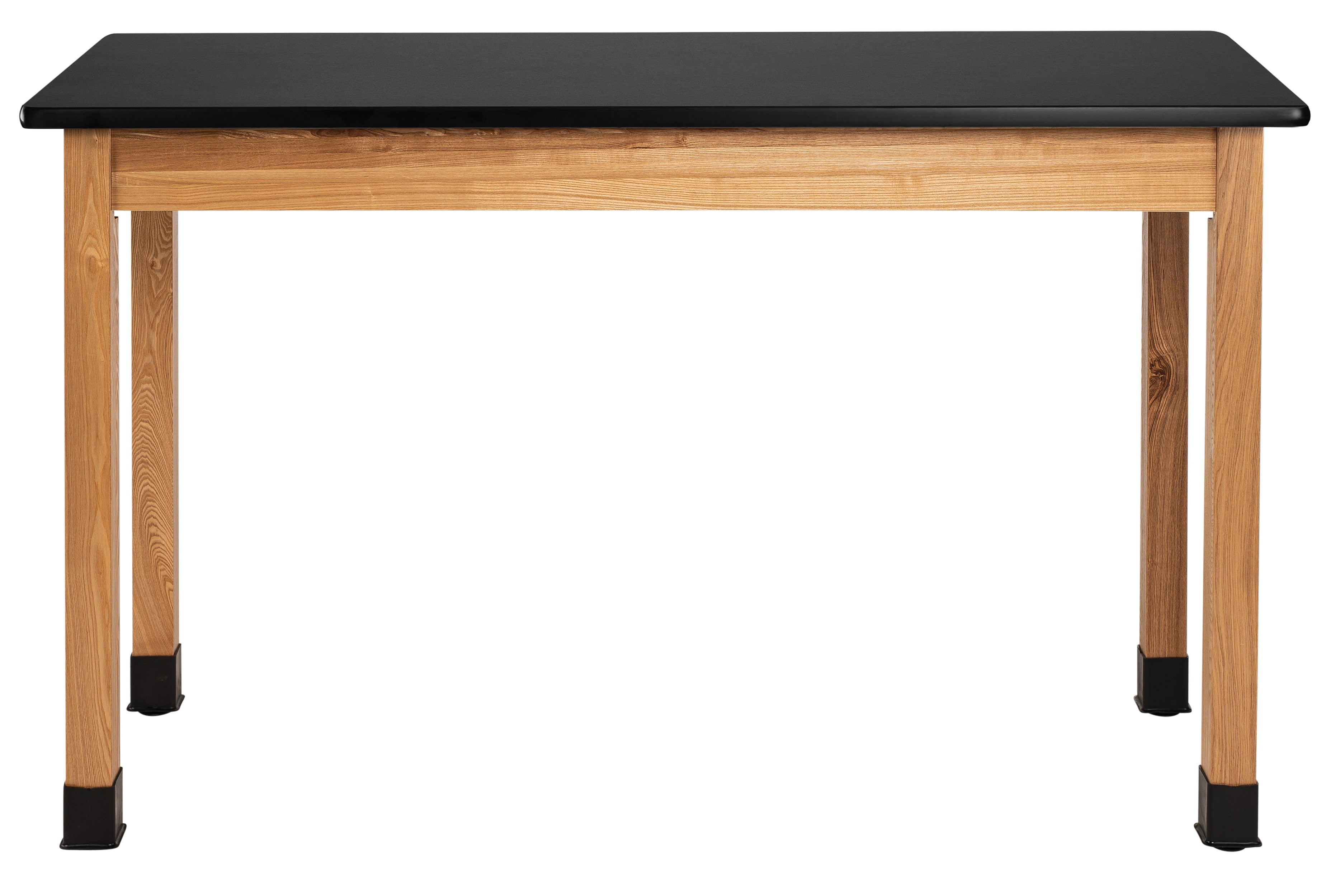 NPS® Wood Science Lab Table, 30"x72"x36", HPL Top, Surface Color: Black, Frame Color: Ash (Optional Castor Add-On)