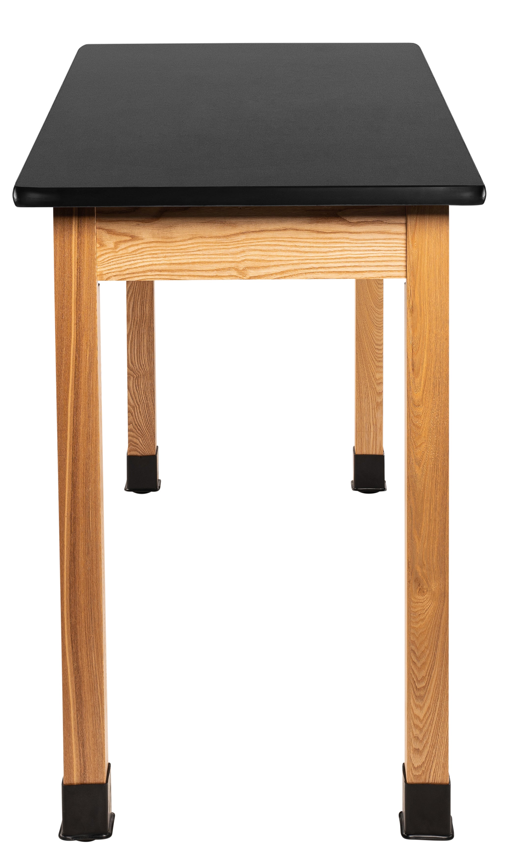 NPS® Wood Science Lab Table, 30"x60"x36", HPL Top, Surface Color: Black, Frame Color: Ash (Optional Castor Add-On)