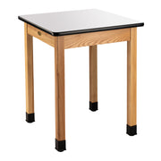 NPS® Wood Science Lab Table, 30"x30"x36", Whiteboard Top, Surface Color: Black, Frame Color: Ash (Optional Castor Add-On)