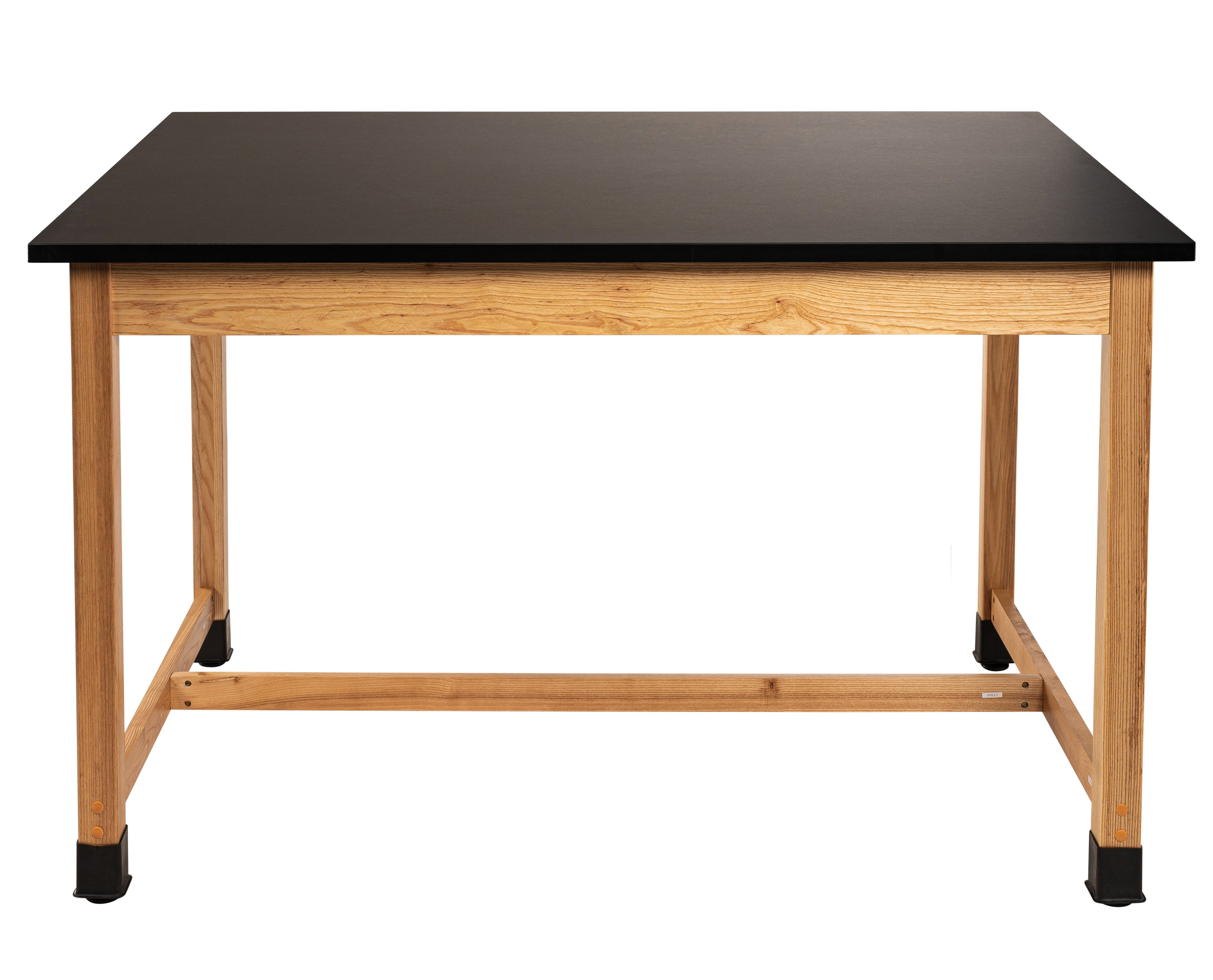 NPS® Wood Science Lab Table, 42"x60"x36", Chemical Resistant Top, Surface Color: Black, Frame Color: Ash (Optional Castor Add-On)