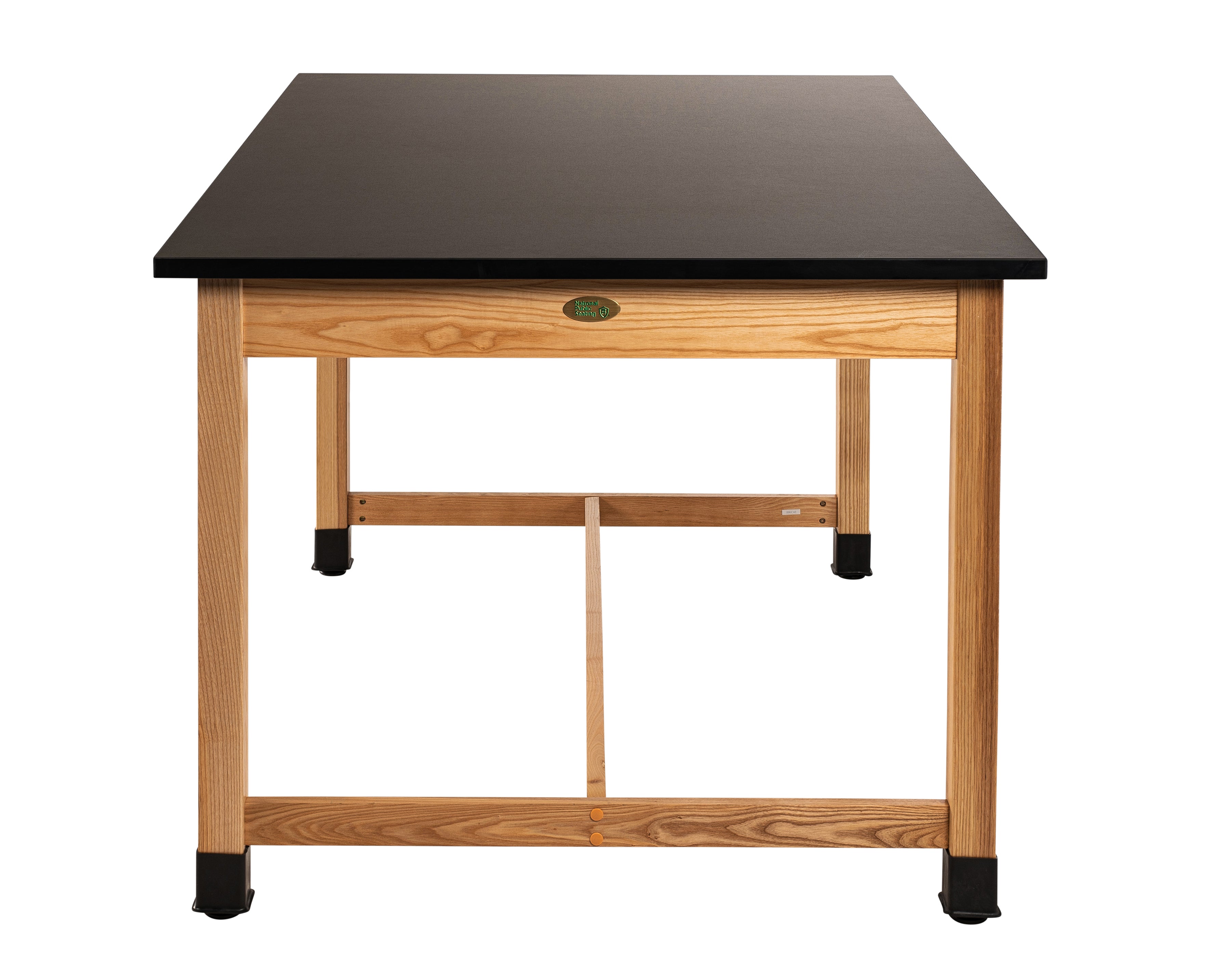 NPS® Wood Science Lab Table, 42"x60"x36", Chemical Resistant Top, Surface Color: Black, Frame Color: Ash (Optional Castor Add-On)