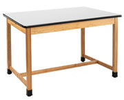 NPS® Wood Science Lab Table, 42"x72"x36", Whiteboard Top, Surface Color: Black, Frame Color: Ash (Optional Castor Add-On)