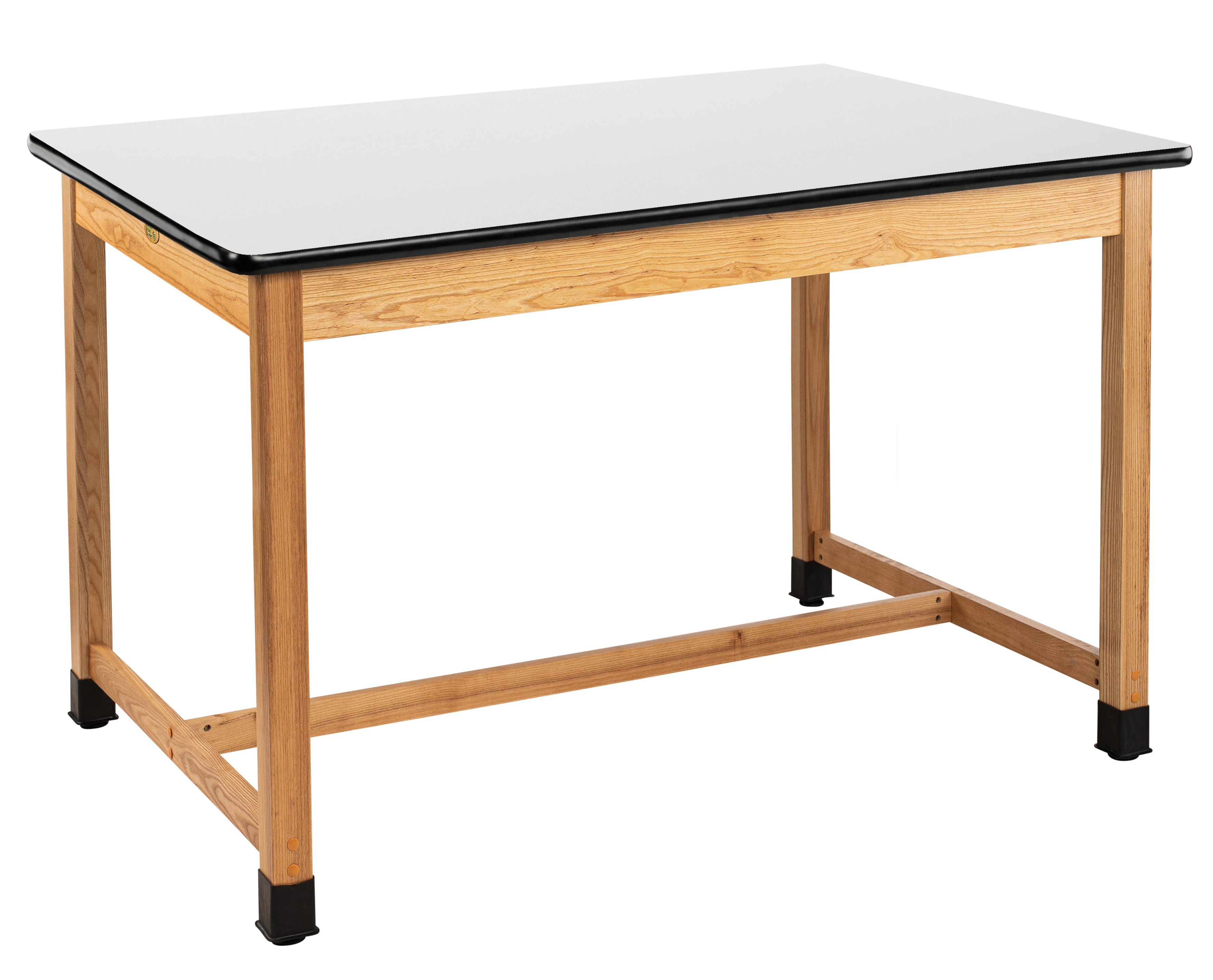 NPS® Wood Science Lab Table, 42"x72"x36", Whiteboard Top, Surface Color: Black, Frame Color: Ash (Optional Castor Add-On)