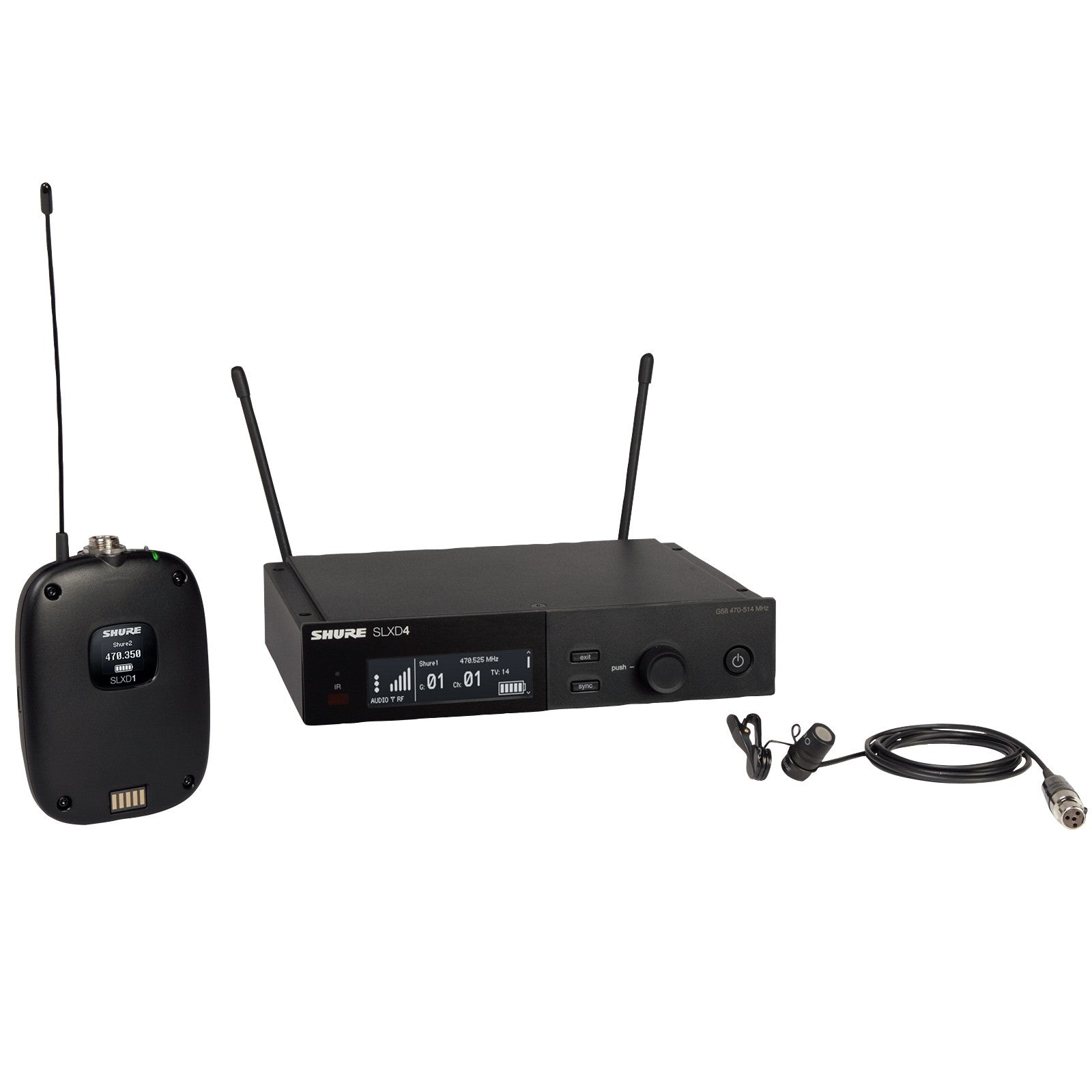 Shure SLXD14/85-J52 Wireless System with SLXD1 Transmitter and WL185 Lavalier Microphone. J52 Band