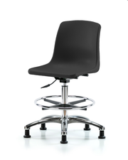 Polypropylene Shell Chair Chrome - Medium Bench Height with Chrome Foot Ring & Stationary Glides in Black