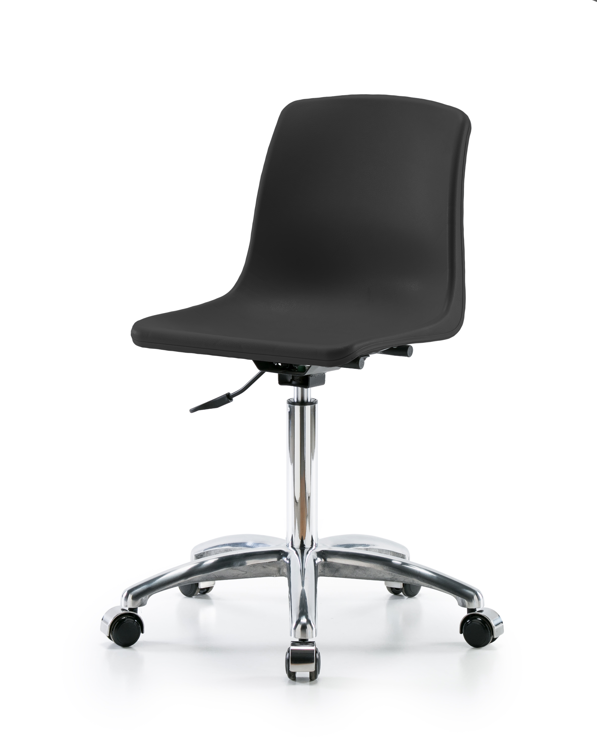Polypropylene Shell Chair Chrome - Medium Bench Height with Casters in Black