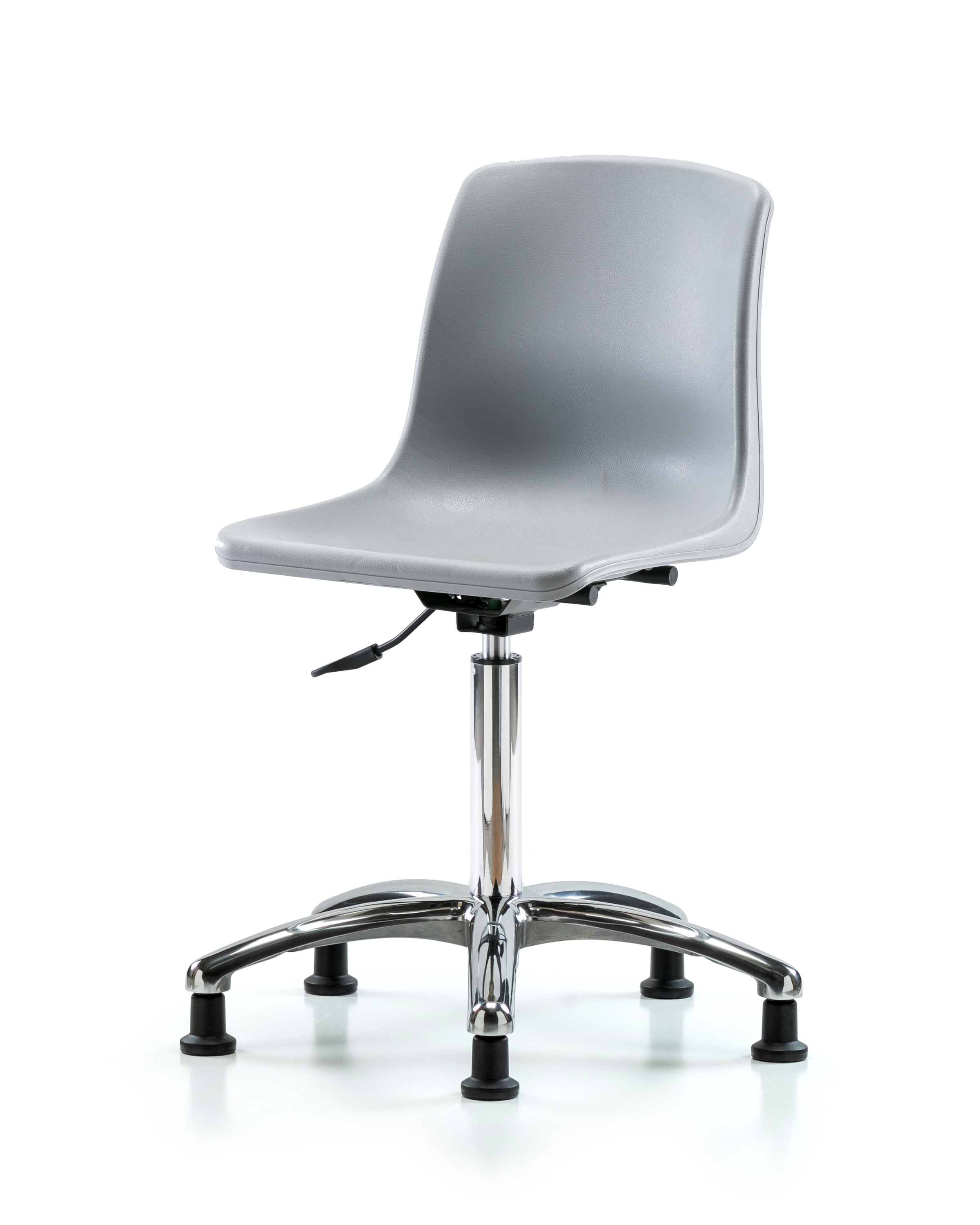 Polypropylene Shell Chair Chrome - Medium Bench Height with Stationary Glides in Gray