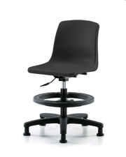 Polypropylene Shell Chair - Medium Bench Height with Black Foot Ring & Stationary Glides in Black