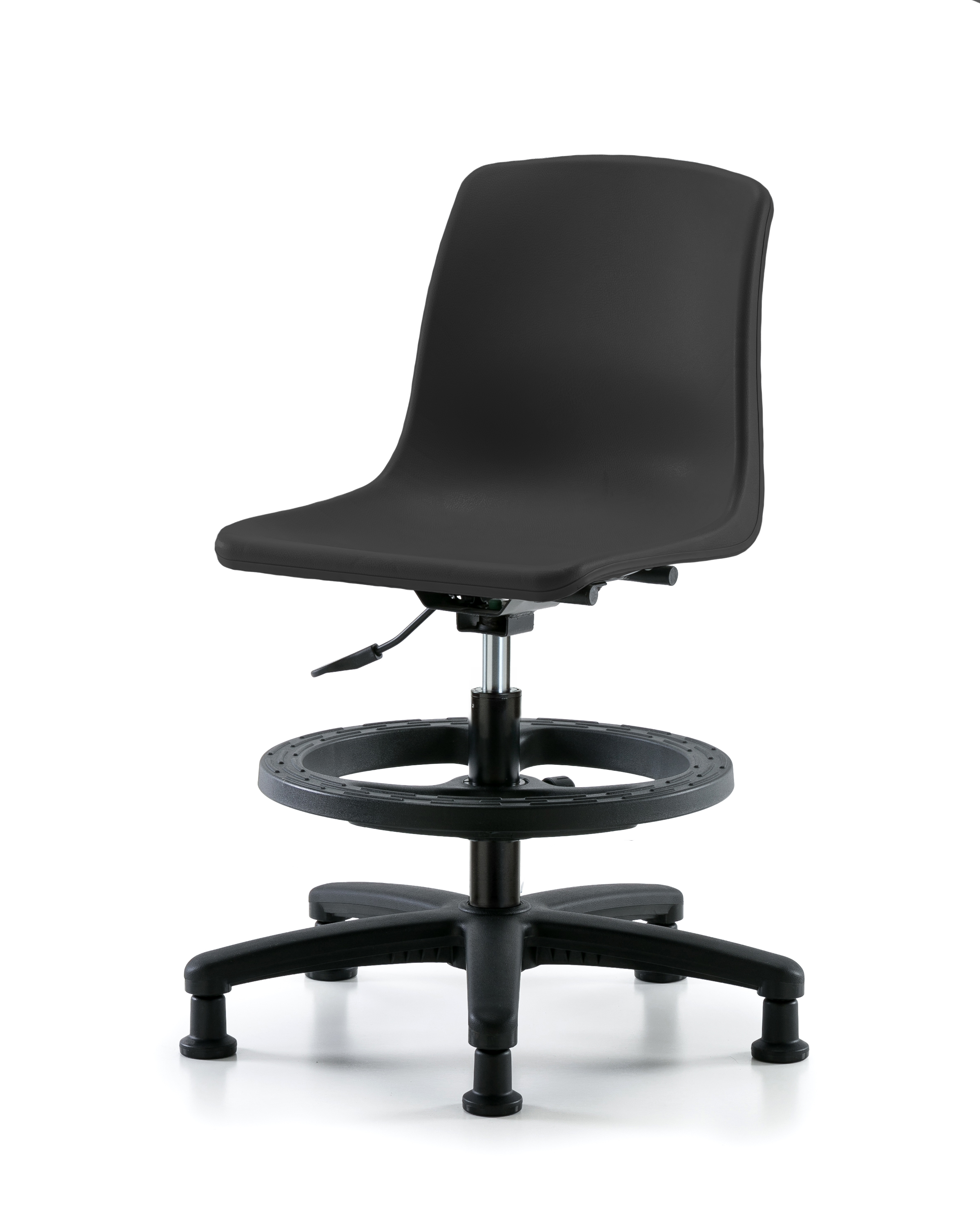 Polypropylene Shell Chair - Medium Bench Height with Black Foot Ring & Stationary Glides in Black