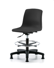 Polypropylene Shell Chair - Medium Bench Height with Chrome Foot Ring & Stationary Glides in Black