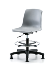 Polypropylene Shell Chair - Medium Bench Height with Chrome Foot Ring & Stationary Glides in Gray