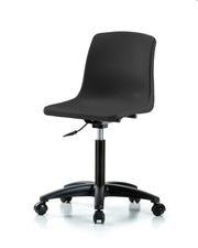 Polypropylene Shell Chair - Medium Bench Height with Casters in Black
